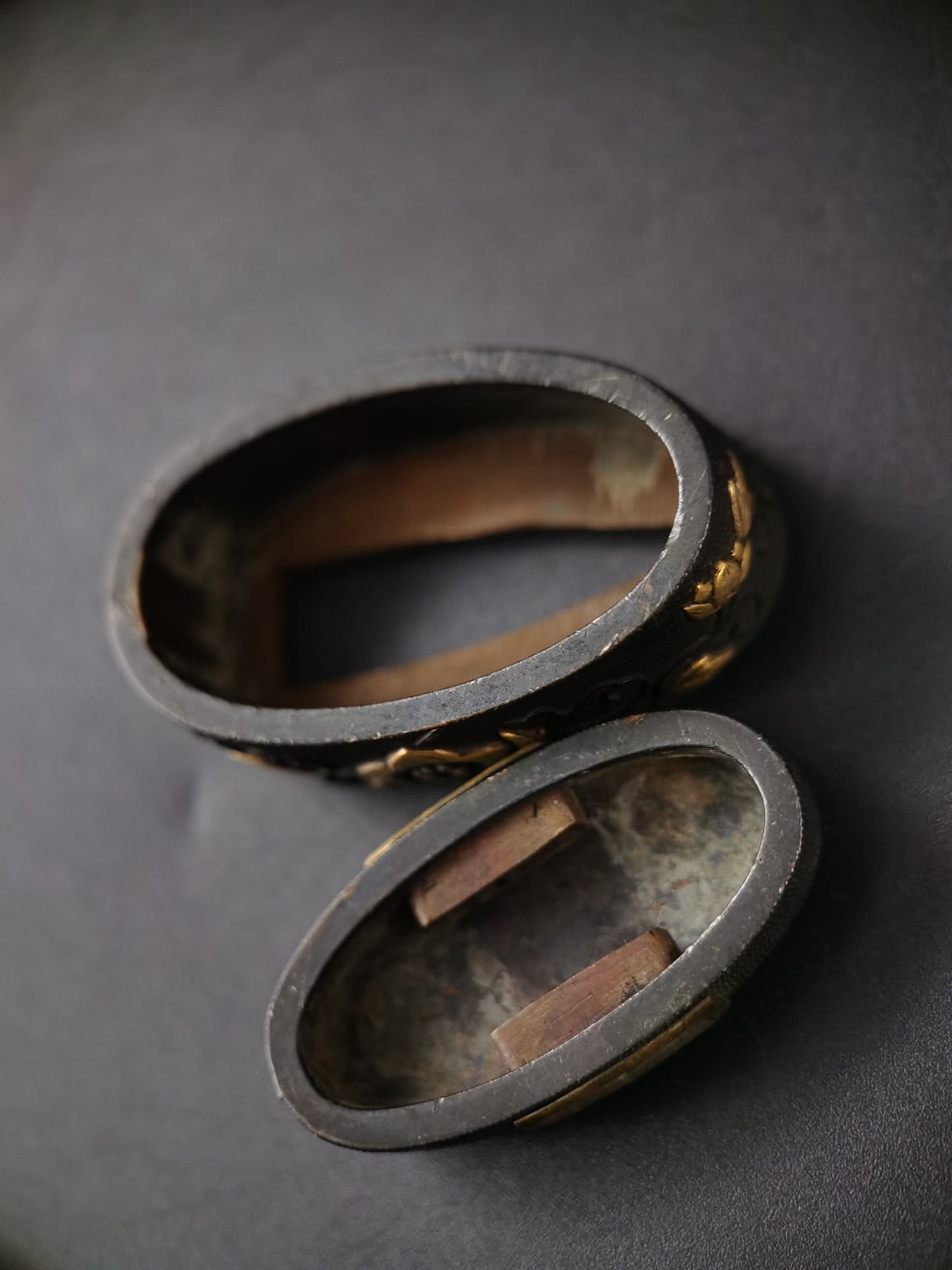 Japanese Morning glory Fuchi & Kashira for Katana and Wakziashi Edo Period Antiqeu B166