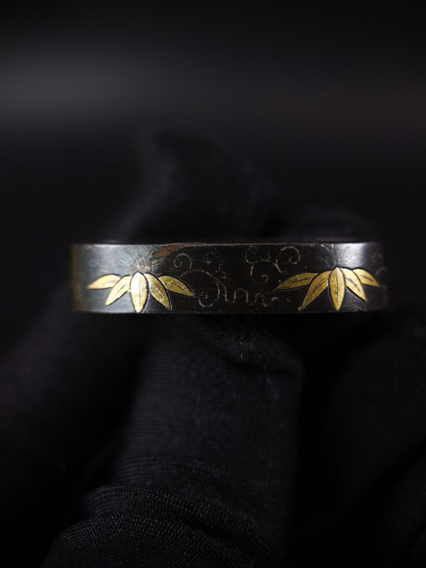 Japanese Bamboo leaves and vines Fuchi & Kashira for Katana and Wakziashi B167
