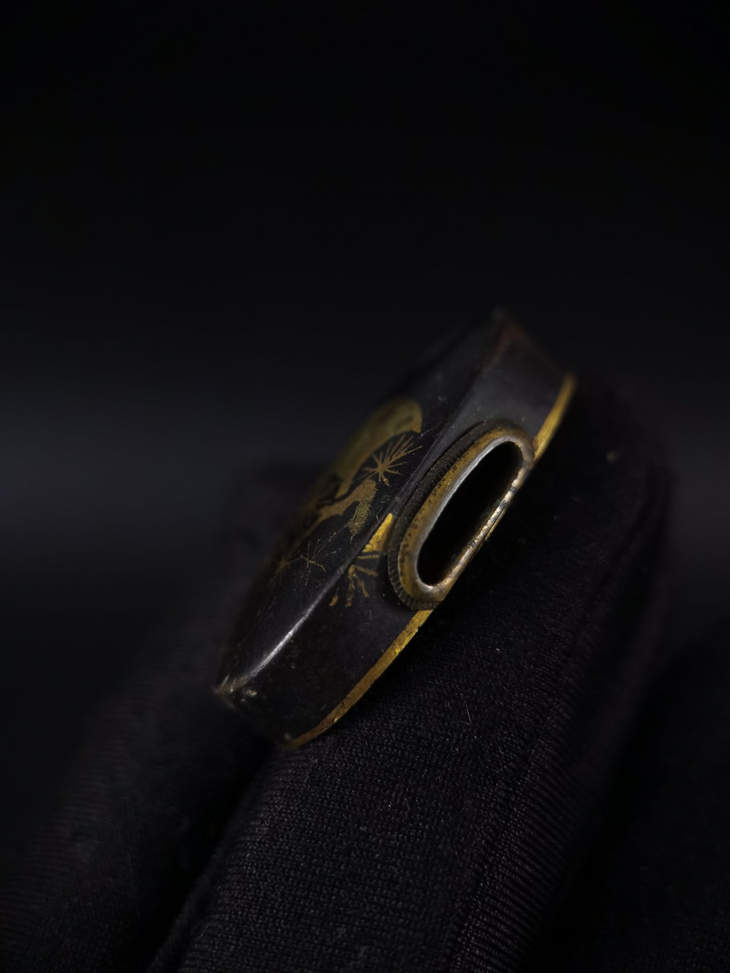 Japanese Pine and Moon Fuchi & Kashira for Katana Edo Period Antique B168