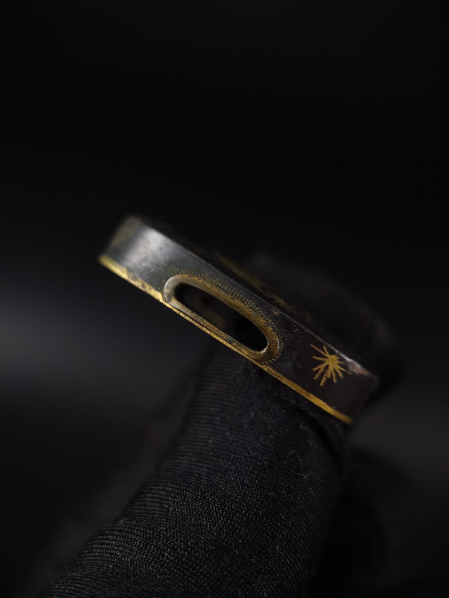Japanese Pine and Moon Fuchi & Kashira for Katana Edo Period Antique B168