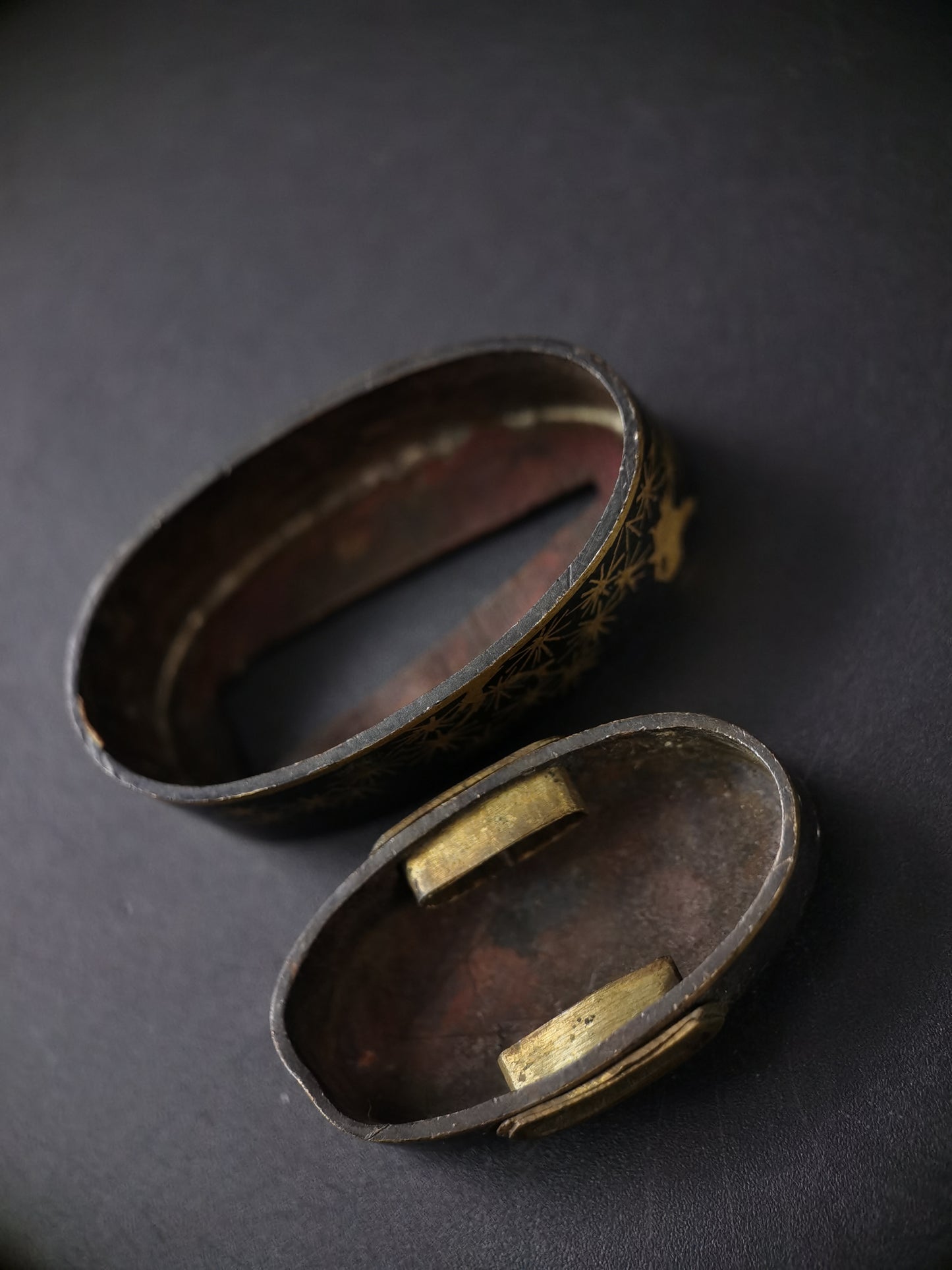 Japanese Pine and Moon Fuchi & Kashira for Katana Edo Period Antique B168