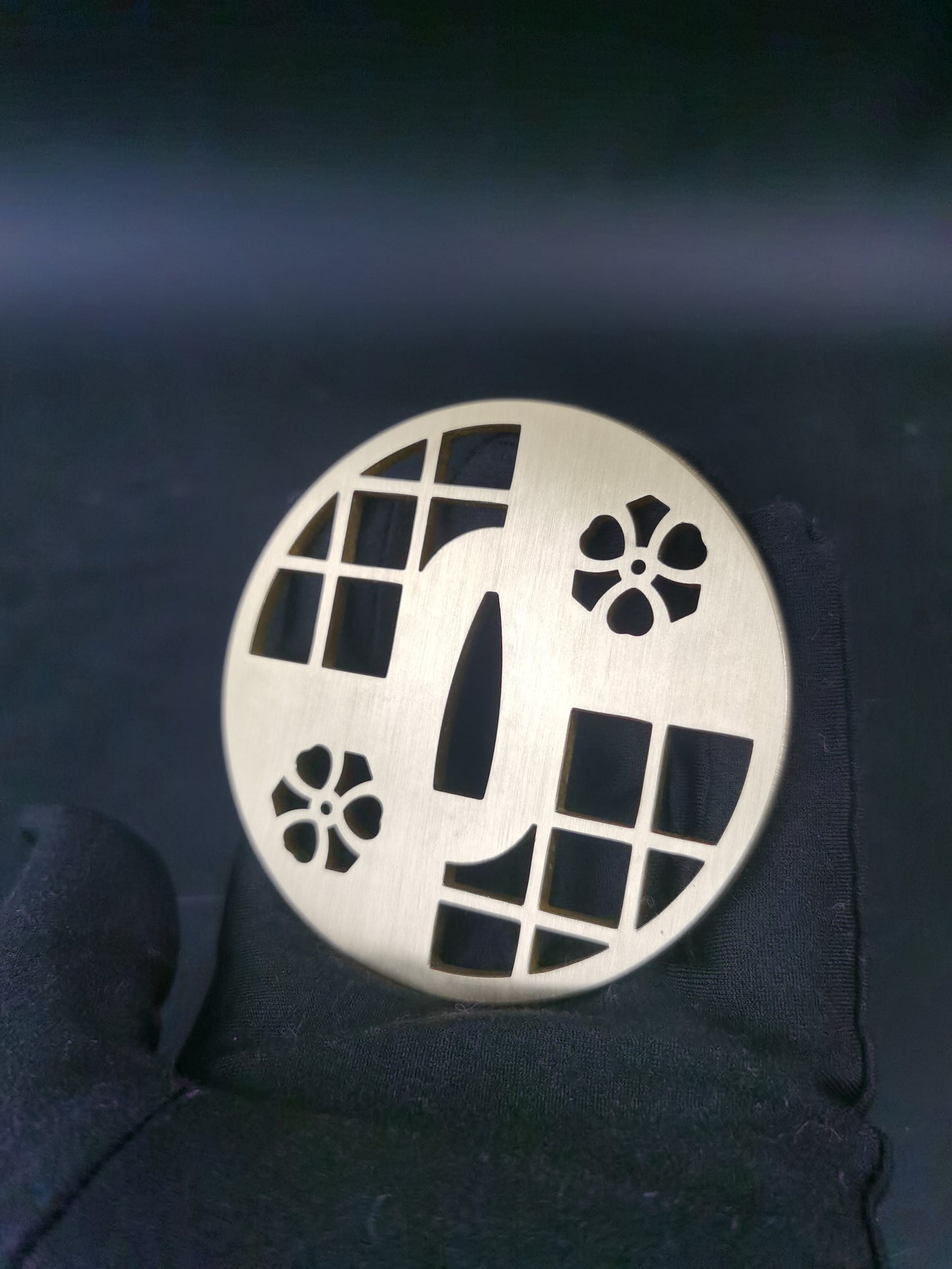 Japanese Sword & Clover Pattern Sukashi Tsuba for Katana Wakziashi, X026