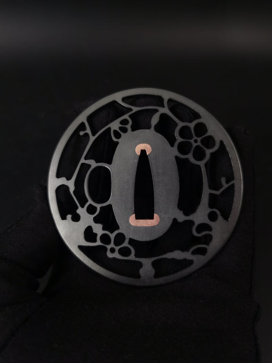 Japanese Plum Blossom Pattern Sukashi Tsuba for Katana Wakziashi, X029