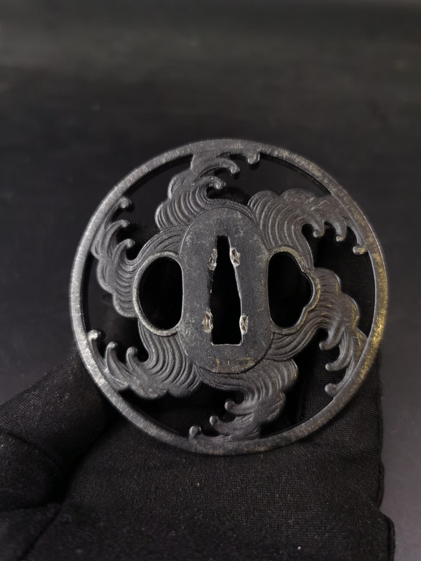 Japanese Near Morden Three Tsuba Special Offer for Katana,Tiger and Wave, A282