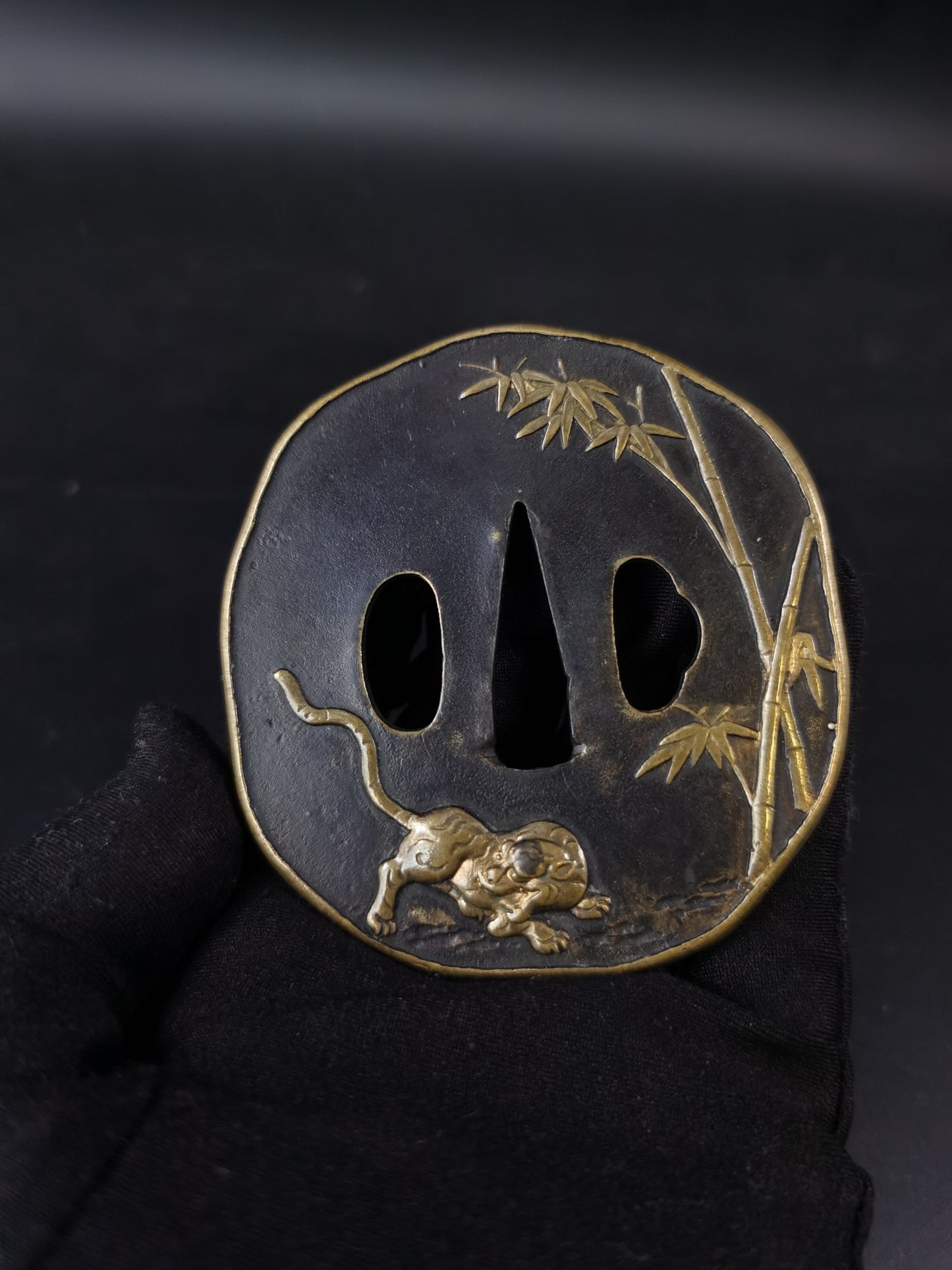 Japanese Near Morden Three Tsuba Special Offer for Katana,Tiger and Wave, A282