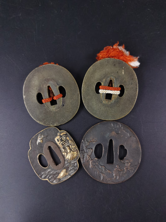 Japanese Near Morden Four Tsuba Special Offer,Treasure Boat and Landscape, A284