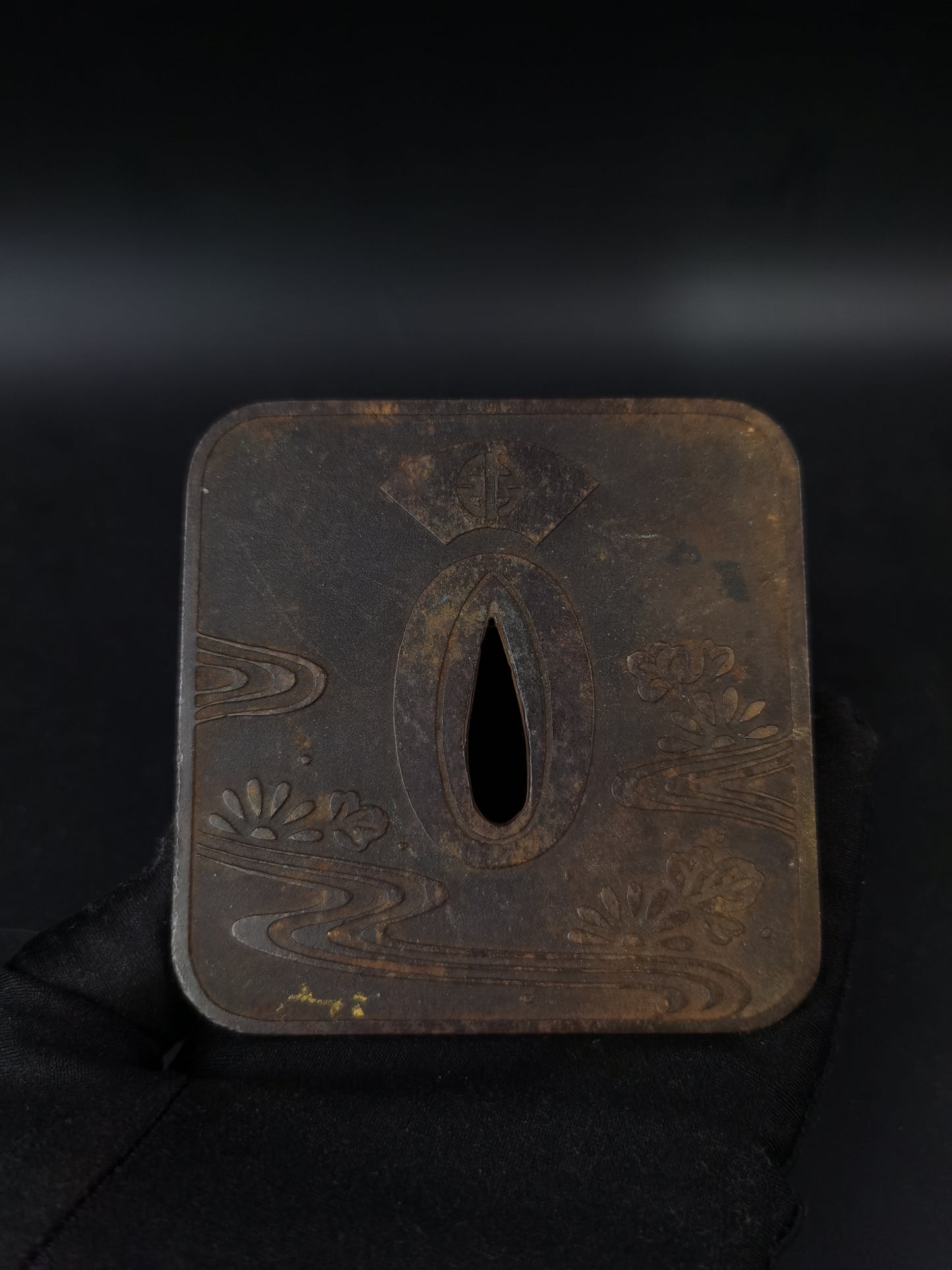 Japanese Near Morden Five Tsuba Special Offer,Chrysanthemum and water, A285