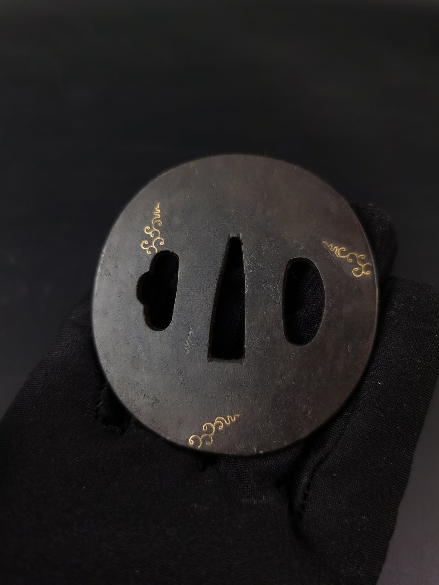 Japanese Type Sunflower leaves Tsuba for Wakziashi Edo Period Antique A290