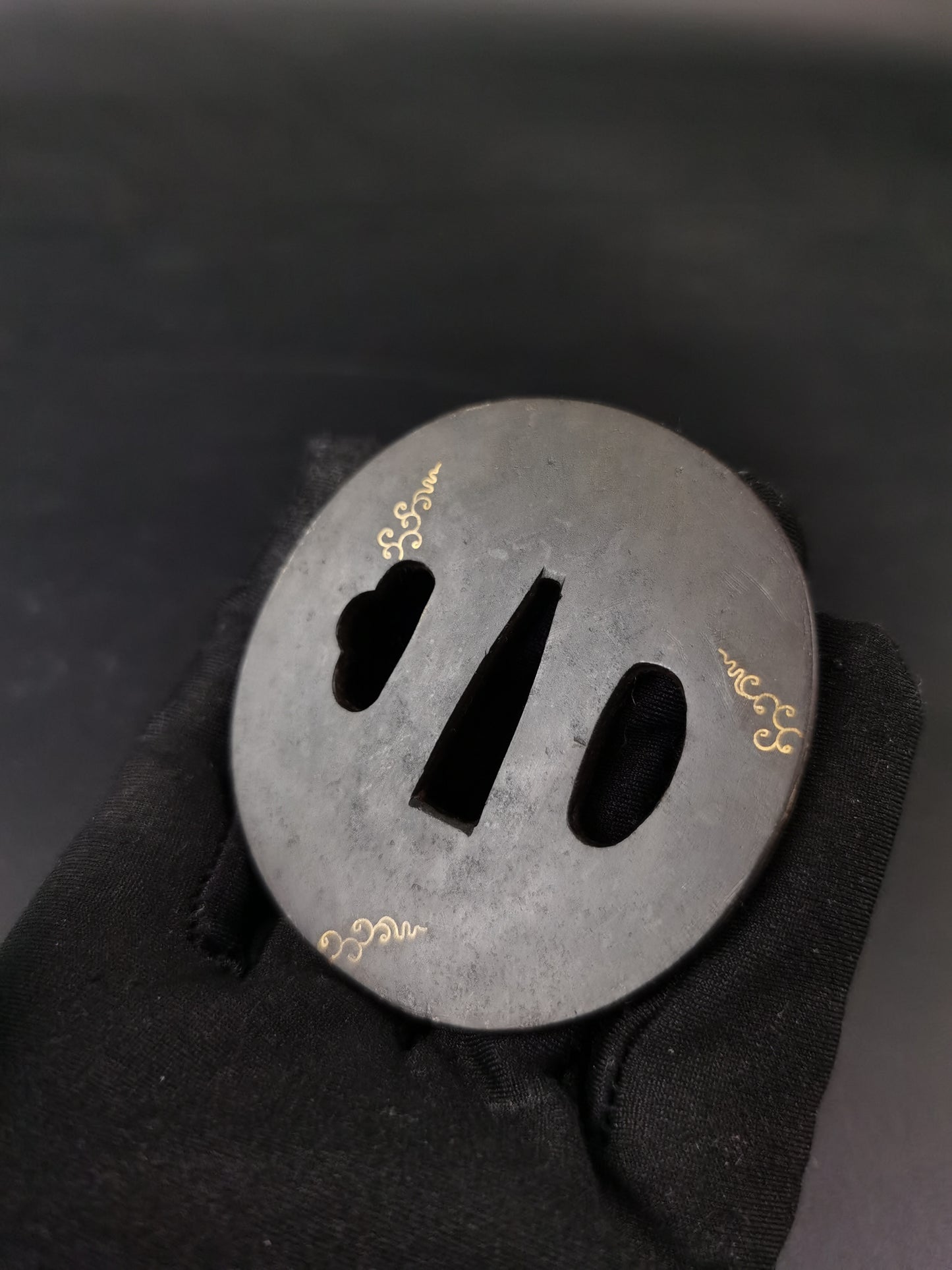 Japanese Type Sunflower leaves Tsuba for Wakziashi Edo Period Antique A290
