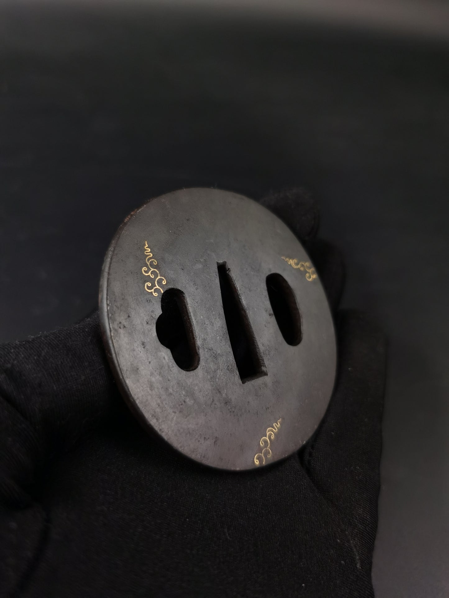 Japanese Type Sunflower leaves Tsuba for Wakziashi Edo Period Antique A290