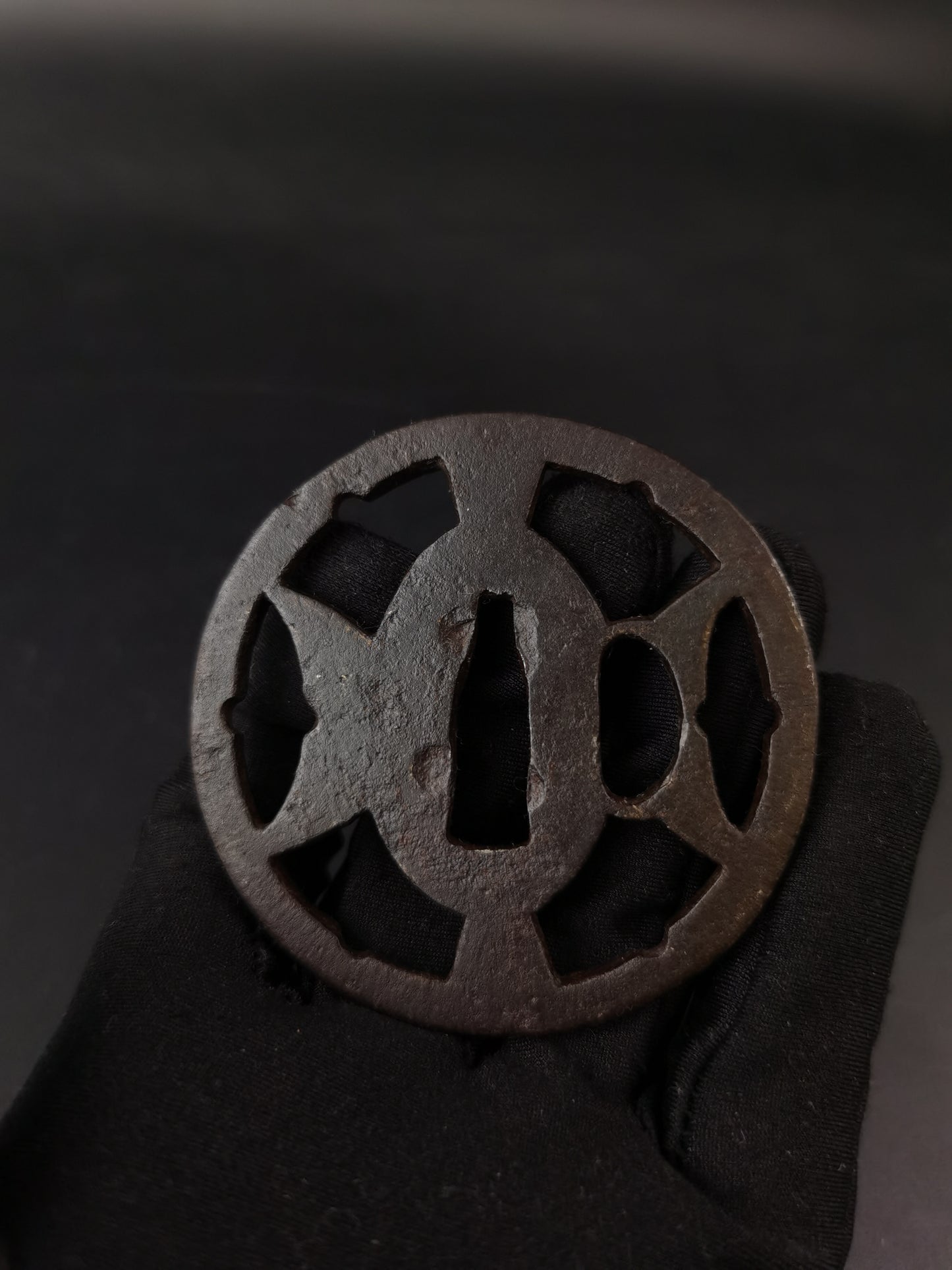 Japanese Type ninja throw Pattern Tsuba for Wakziashi Edo Period Antique A293