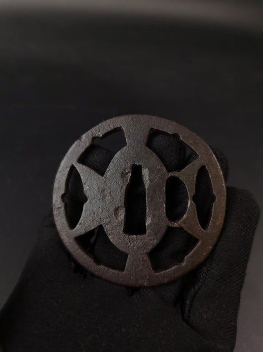 Japanese Type ninja throw Pattern Tsuba for Wakziashi Edo Period Antique A293