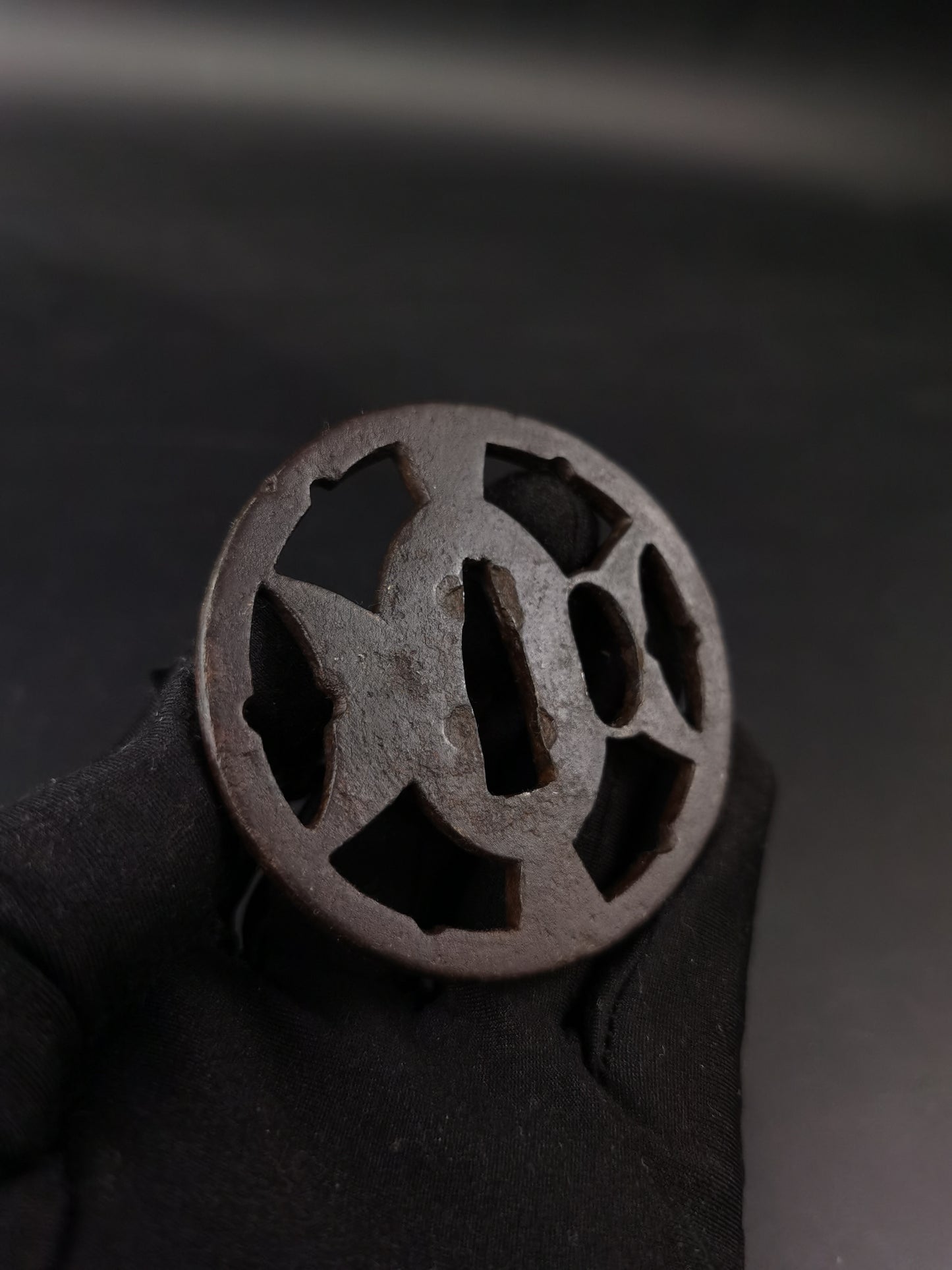 Japanese Type ninja throw Pattern Tsuba for Wakziashi Edo Period Antique A293
