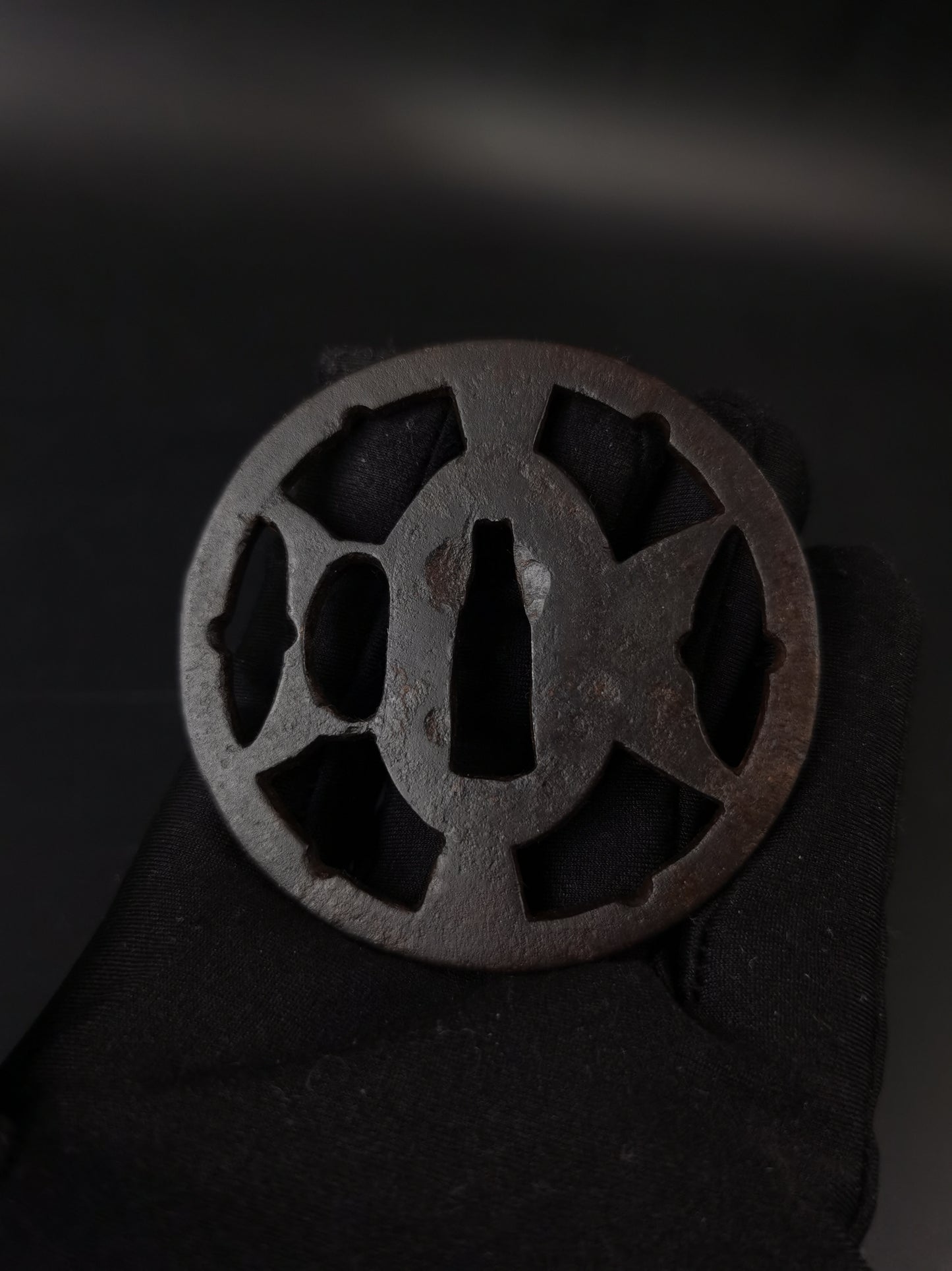 Japanese Type ninja throw Pattern Tsuba for Wakziashi Edo Period Antique A293