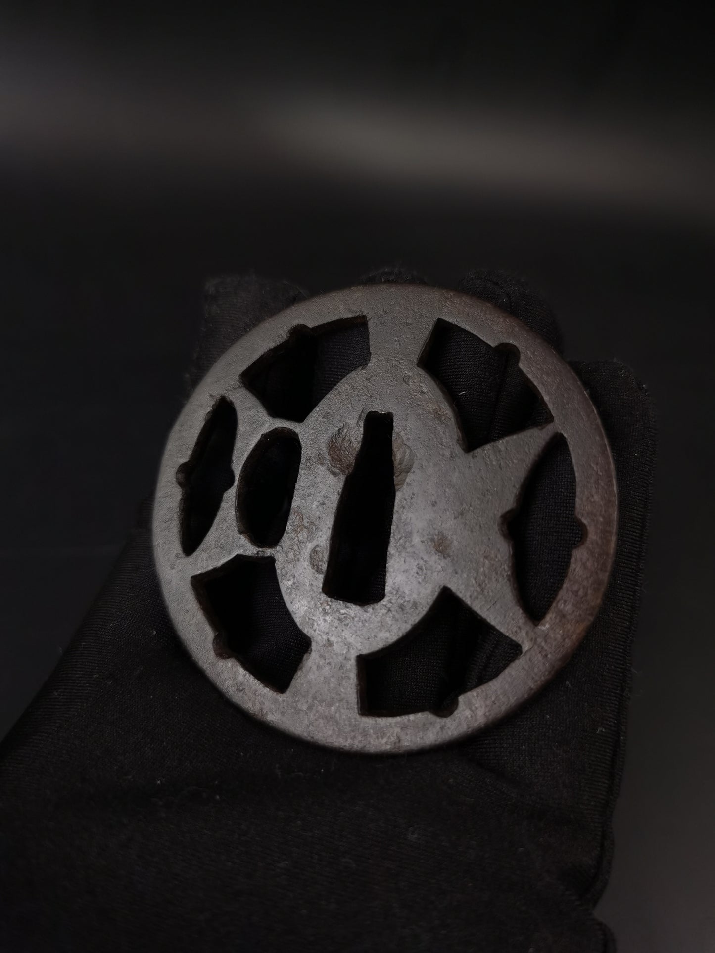 Japanese Type ninja throw Pattern Tsuba for Wakziashi Edo Period Antique A293