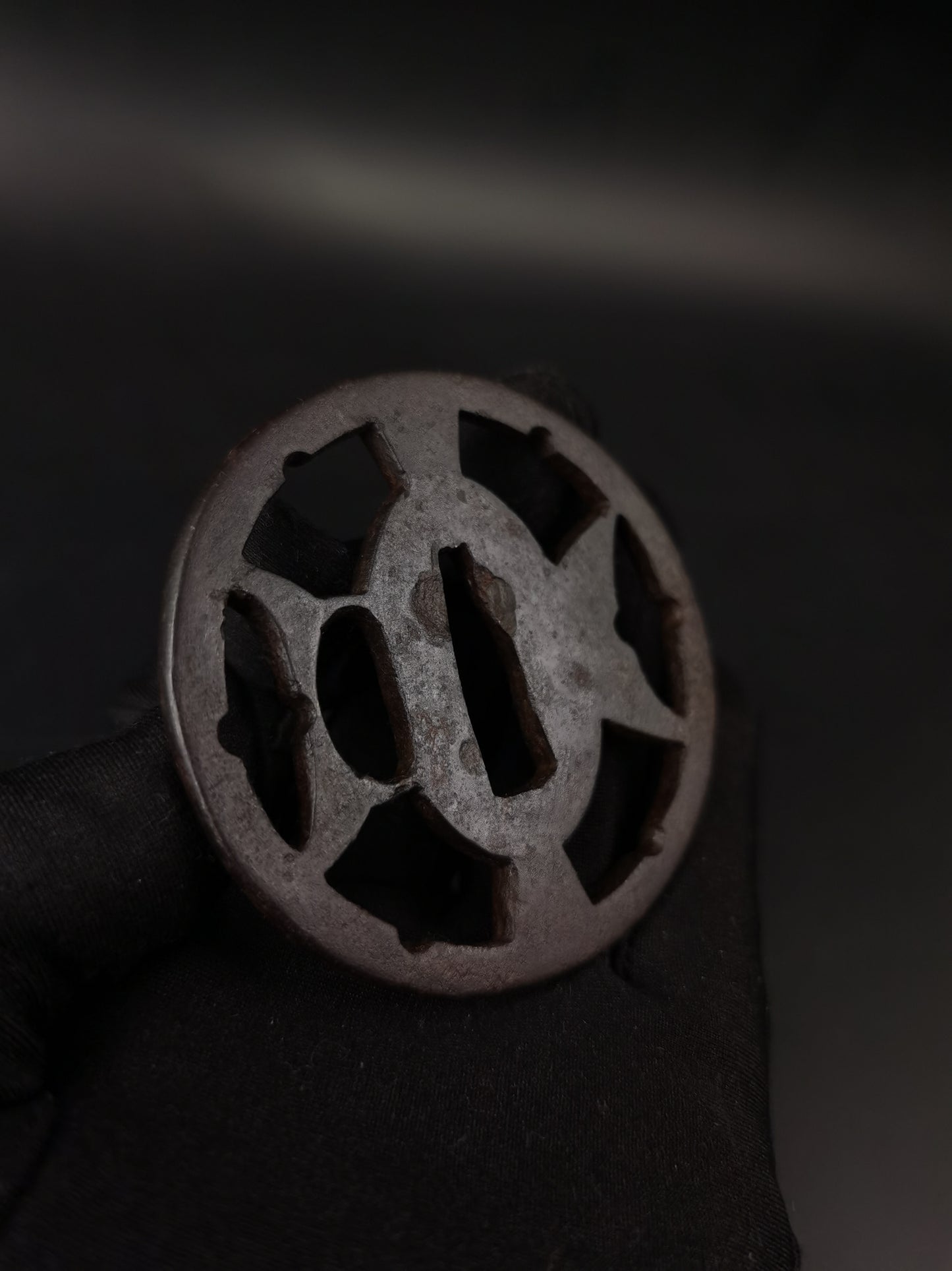 Japanese Type ninja throw Pattern Tsuba for Wakziashi Edo Period Antique A293
