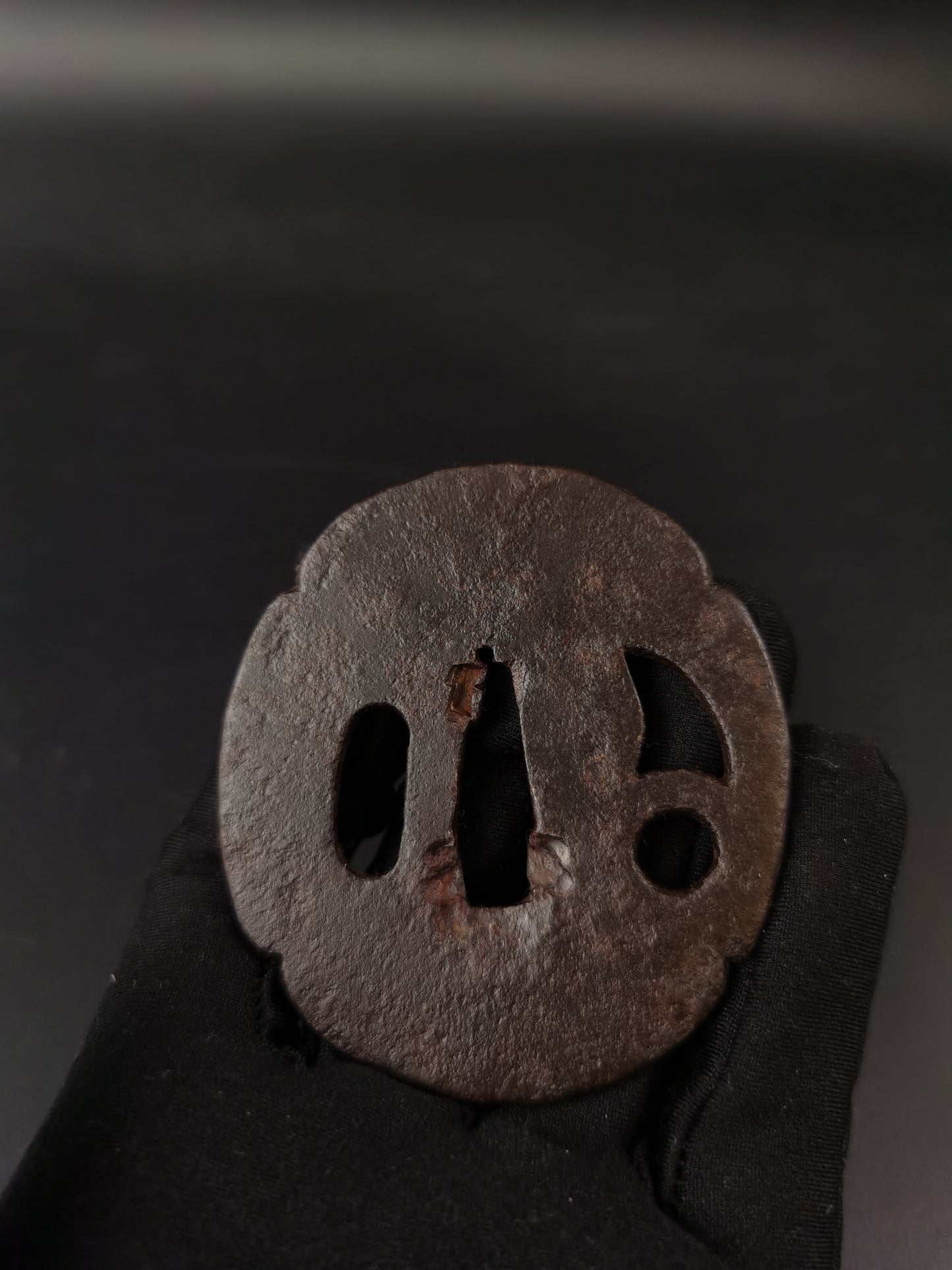 Japanese Type conch Pattern Tsuba for Wakziashi Edo Period Antique A294