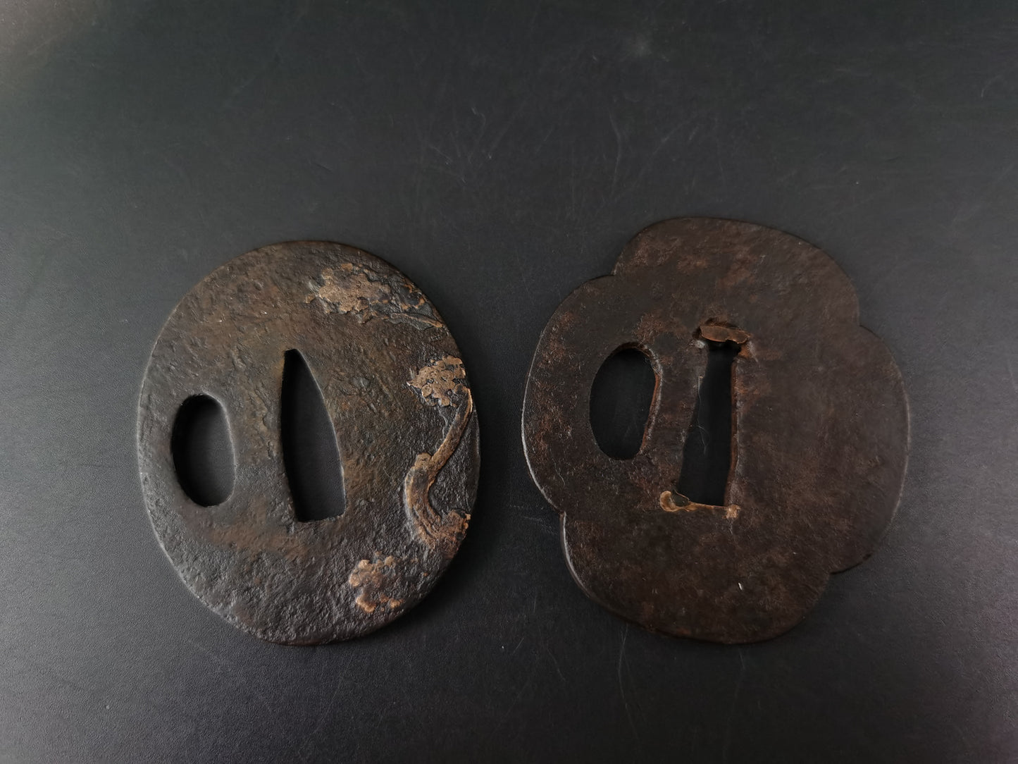 Japanese Two iron Tsuba Special offer for Wakziashi Edo Period Antique A295