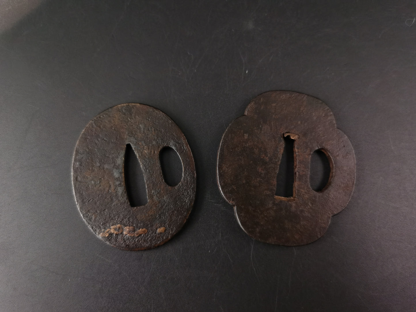 Japanese Two iron Tsuba Special offer for Wakziashi Edo Period Antique A295