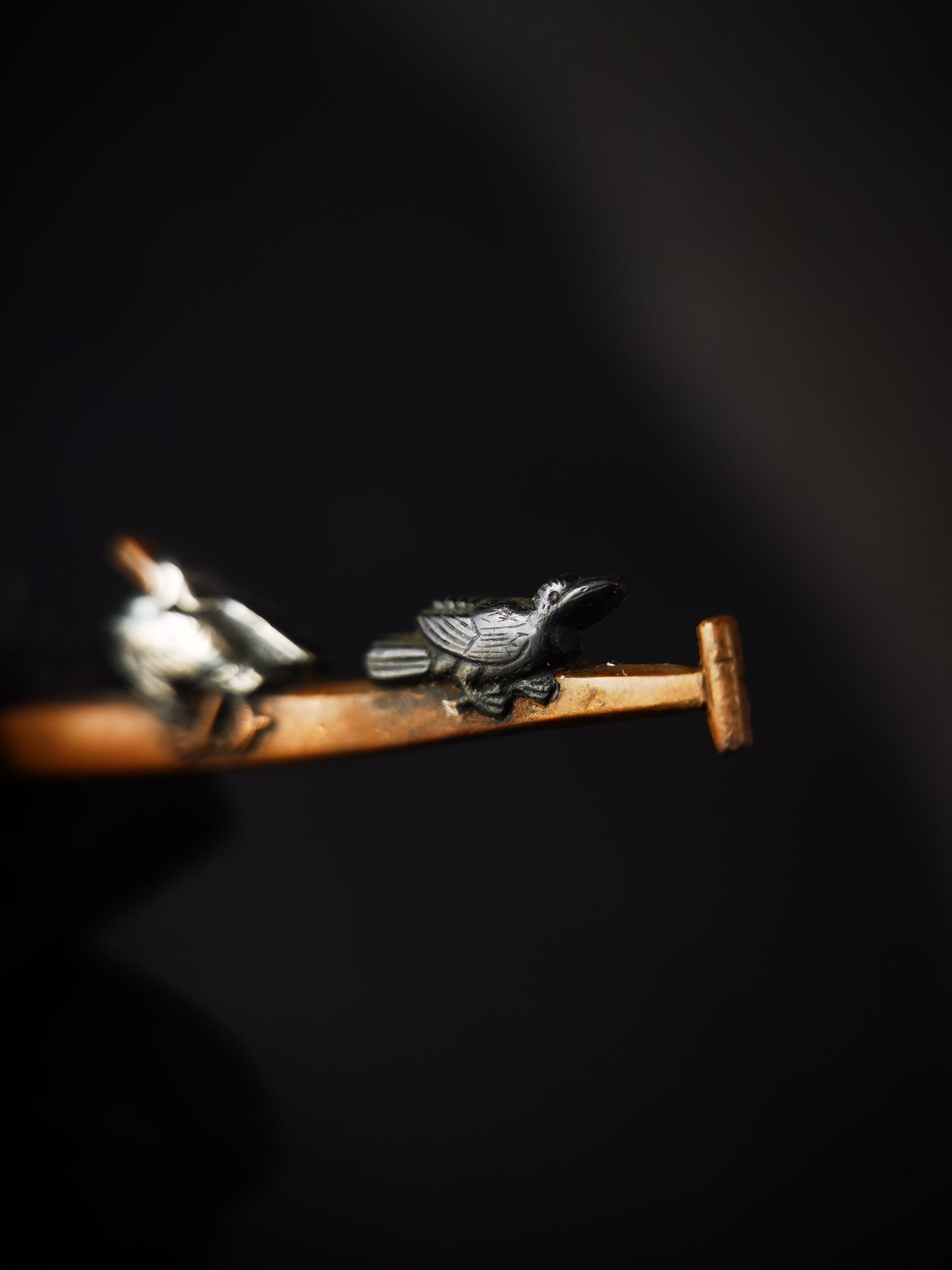 Japanese Paddle egret and fish eagle Menuki for Katana and Wakziashi Edo Period Antique C105