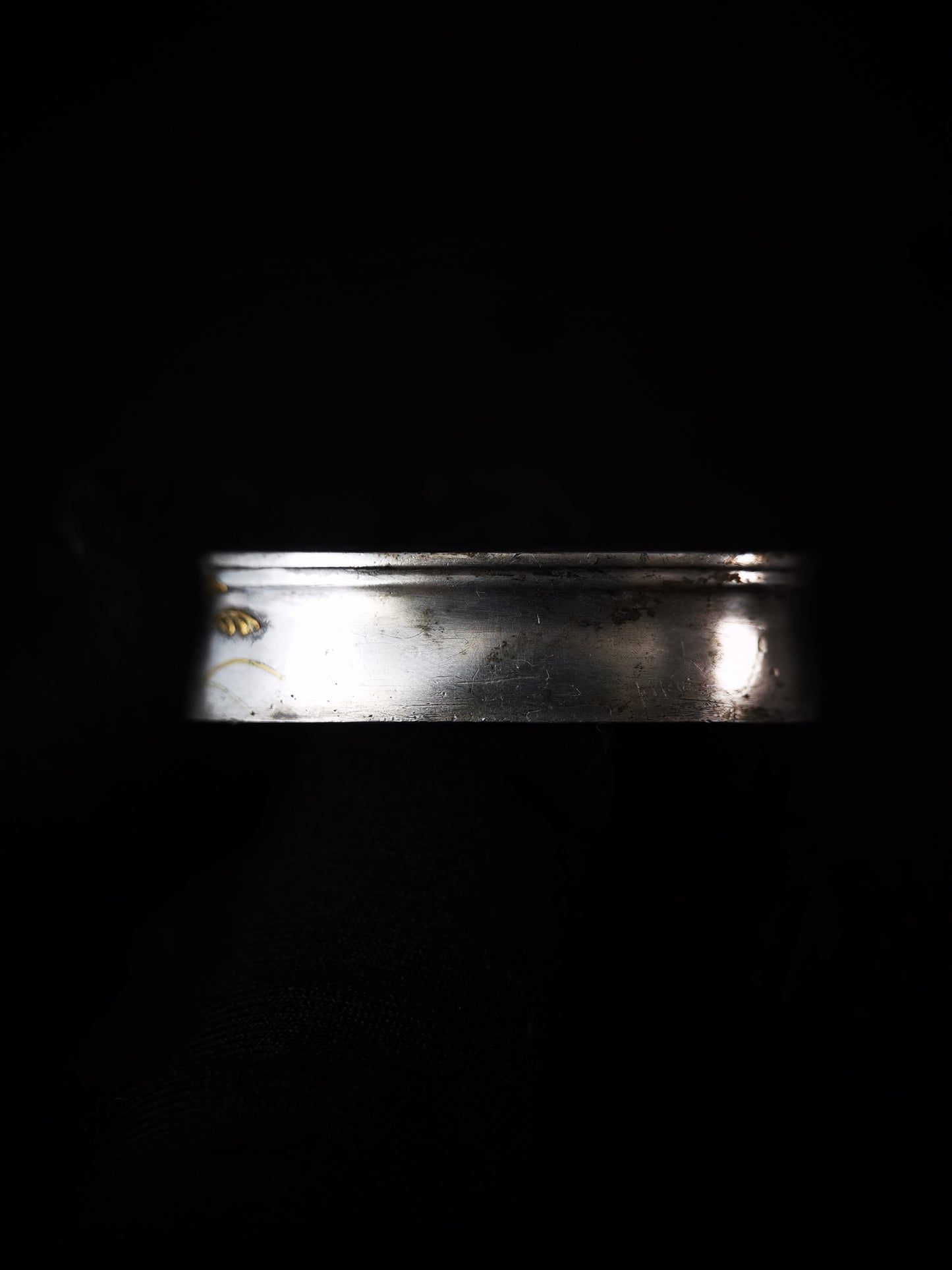 Japanese Reeds Under Moon Pattern Single Fuchi for Katana Wakziashi Edo Period Antique F197