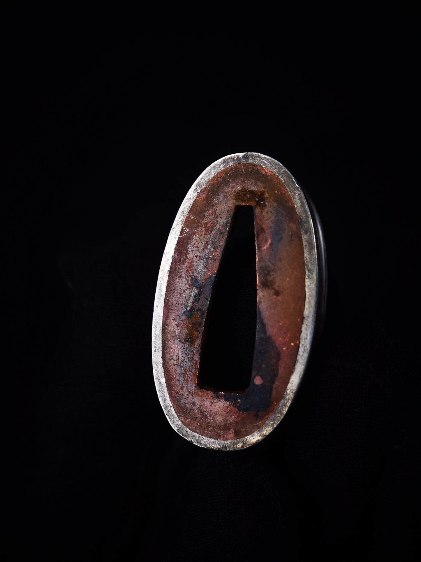 Japanese Reeds Under Moon Pattern Single Fuchi for Katana Wakziashi Edo Period Antique F197