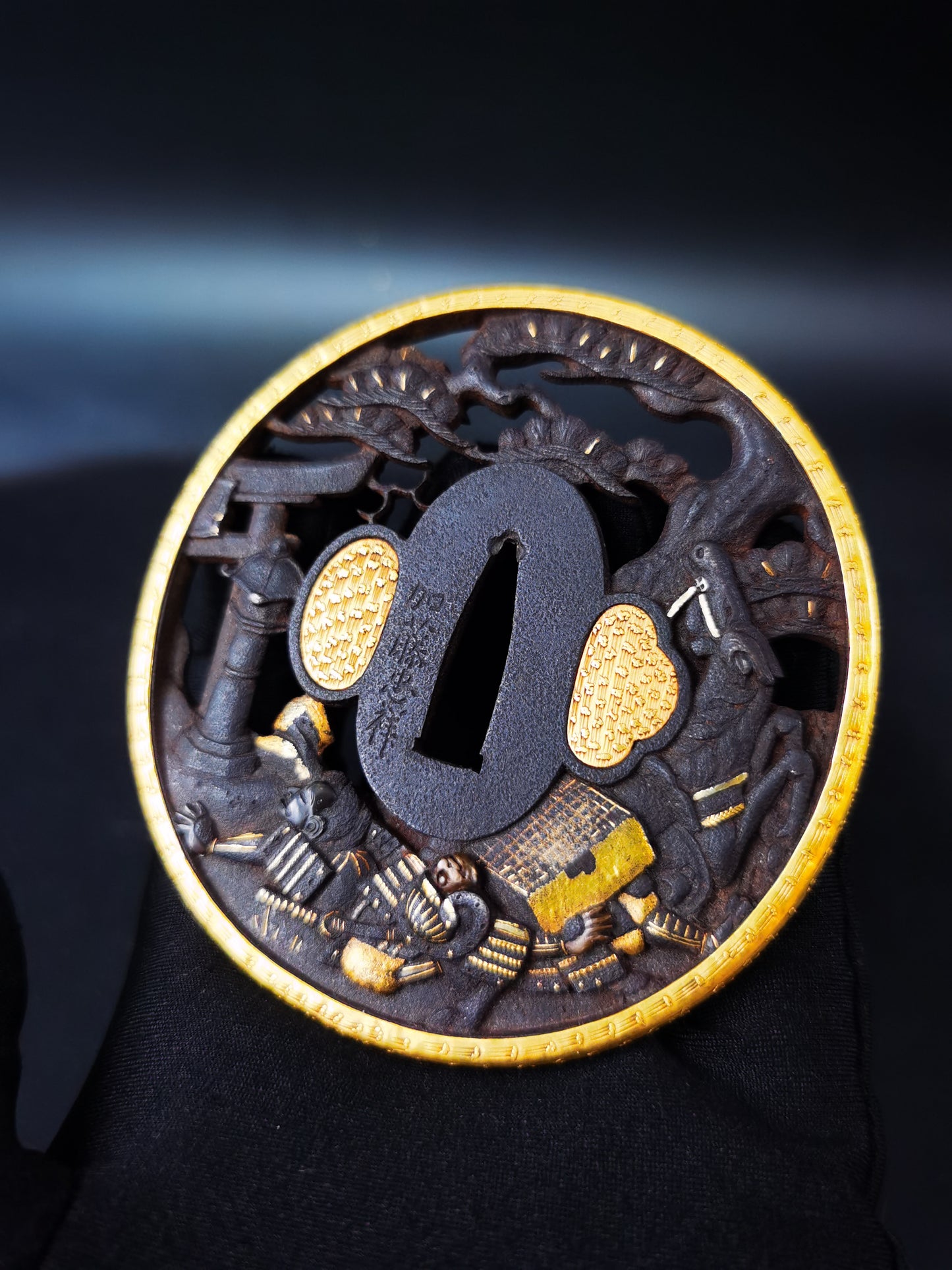 Japanese Kurama Horsefall Pattern Tsuba for Katana and Wakziashi Edo Period Antique A307