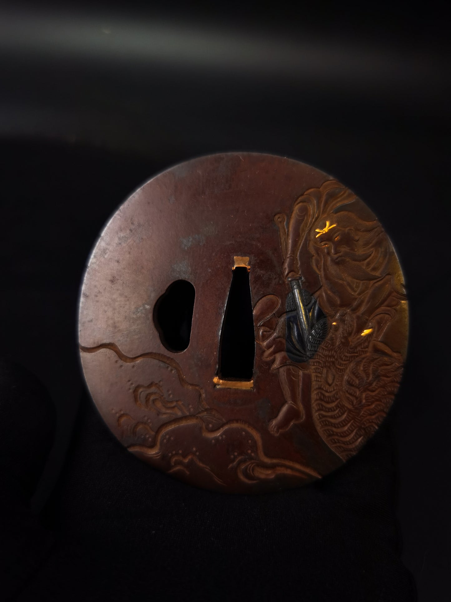 Japanese Bian Zhuangzi stabbing tiger Pattern Tsuba for Katana and Wakziashi Edo Period Antique A309