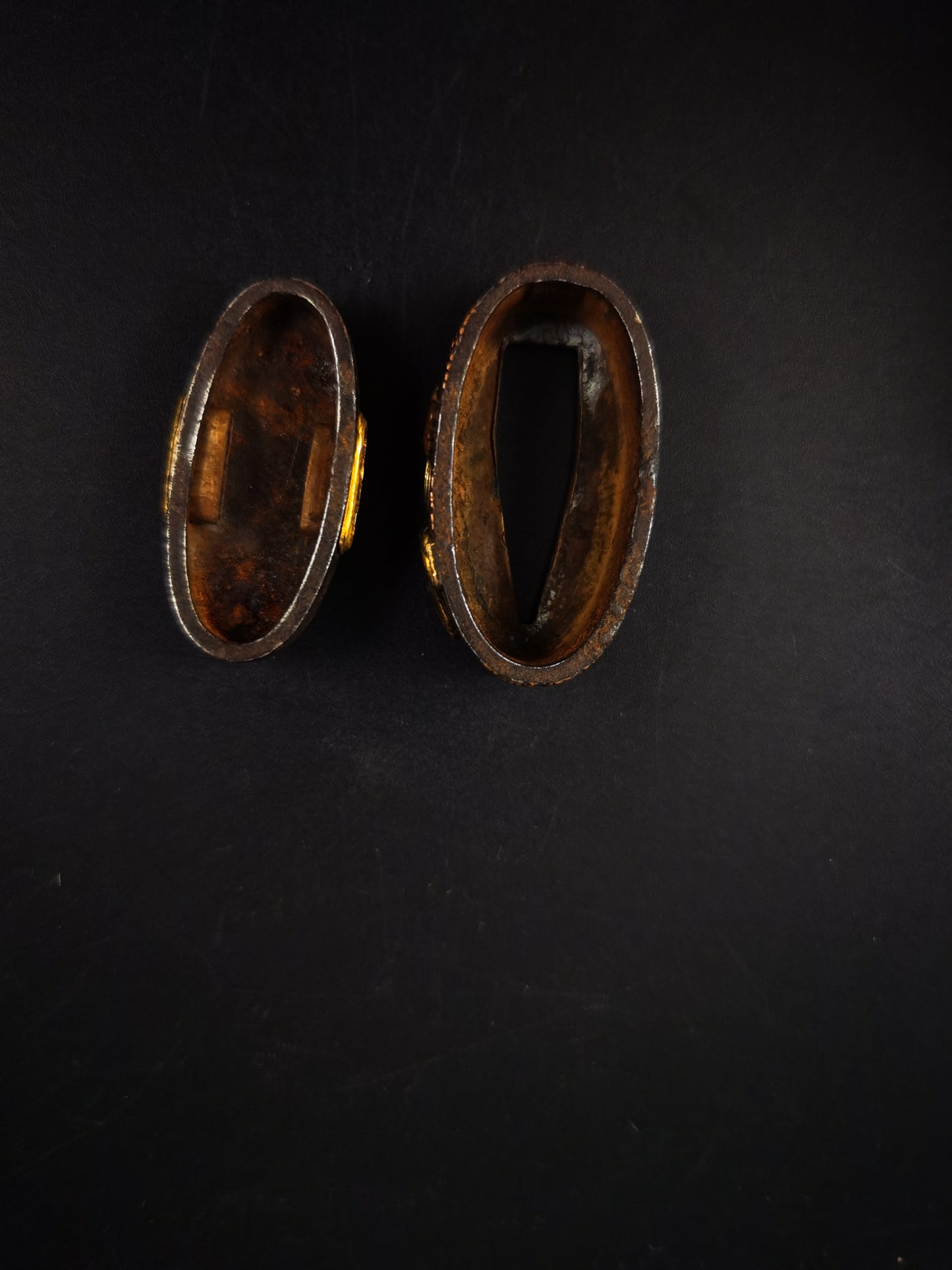 Japanese The Seven Sages of the Bamboo Grove Fuchi & Kashira for Katana and Wakziashi Edo Period Antique B173