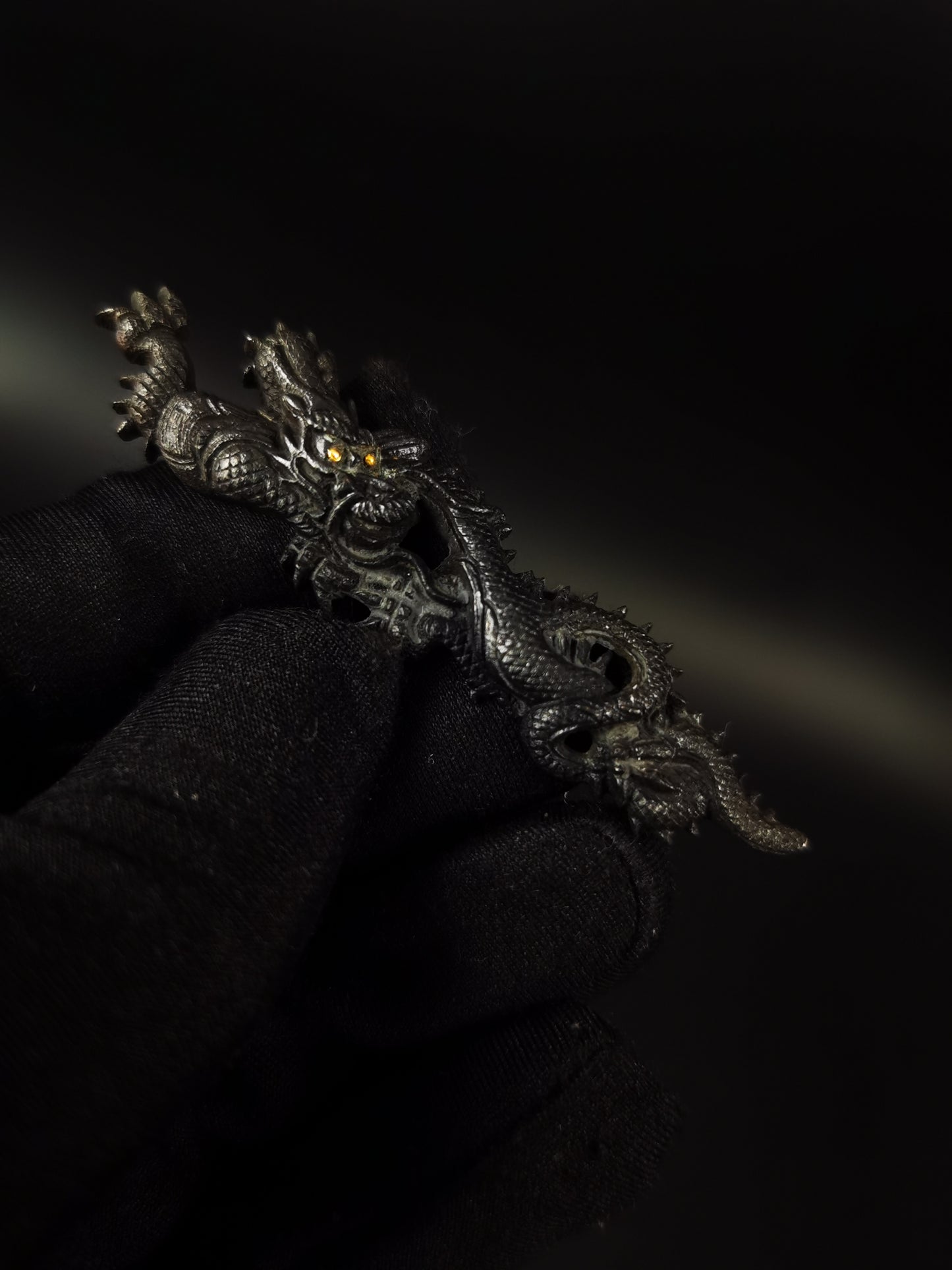 Japanese Black Dragon Menuki for Katana Wakziashi and Tanto Edo Period Antique C113