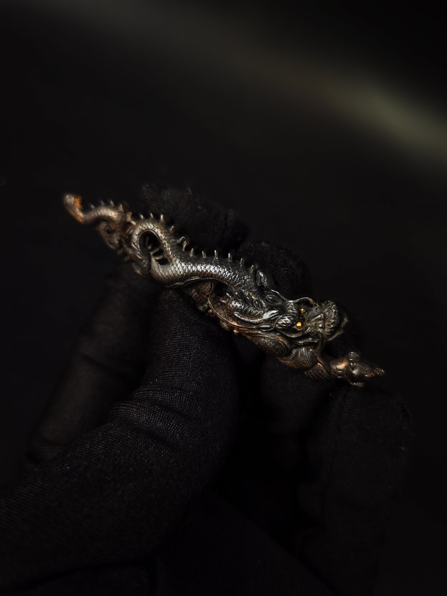 Japanese Black Dragon Menuki for Katana Wakziashi and Tanto Edo Period Antique C113