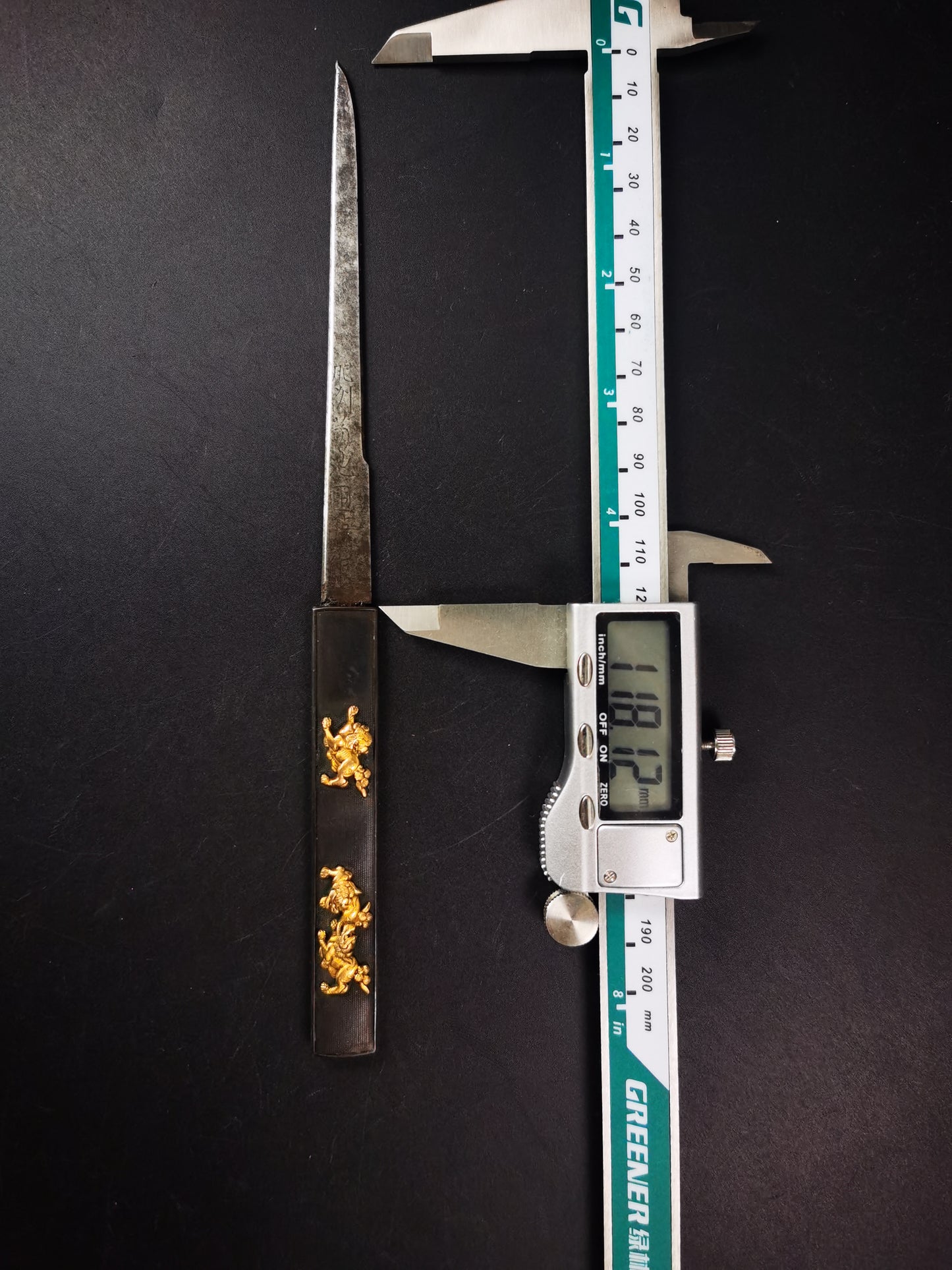 Japanese Lion Dogs Pattern Kogai with Kogatana for wakziashi and tanto Edo period antique D138