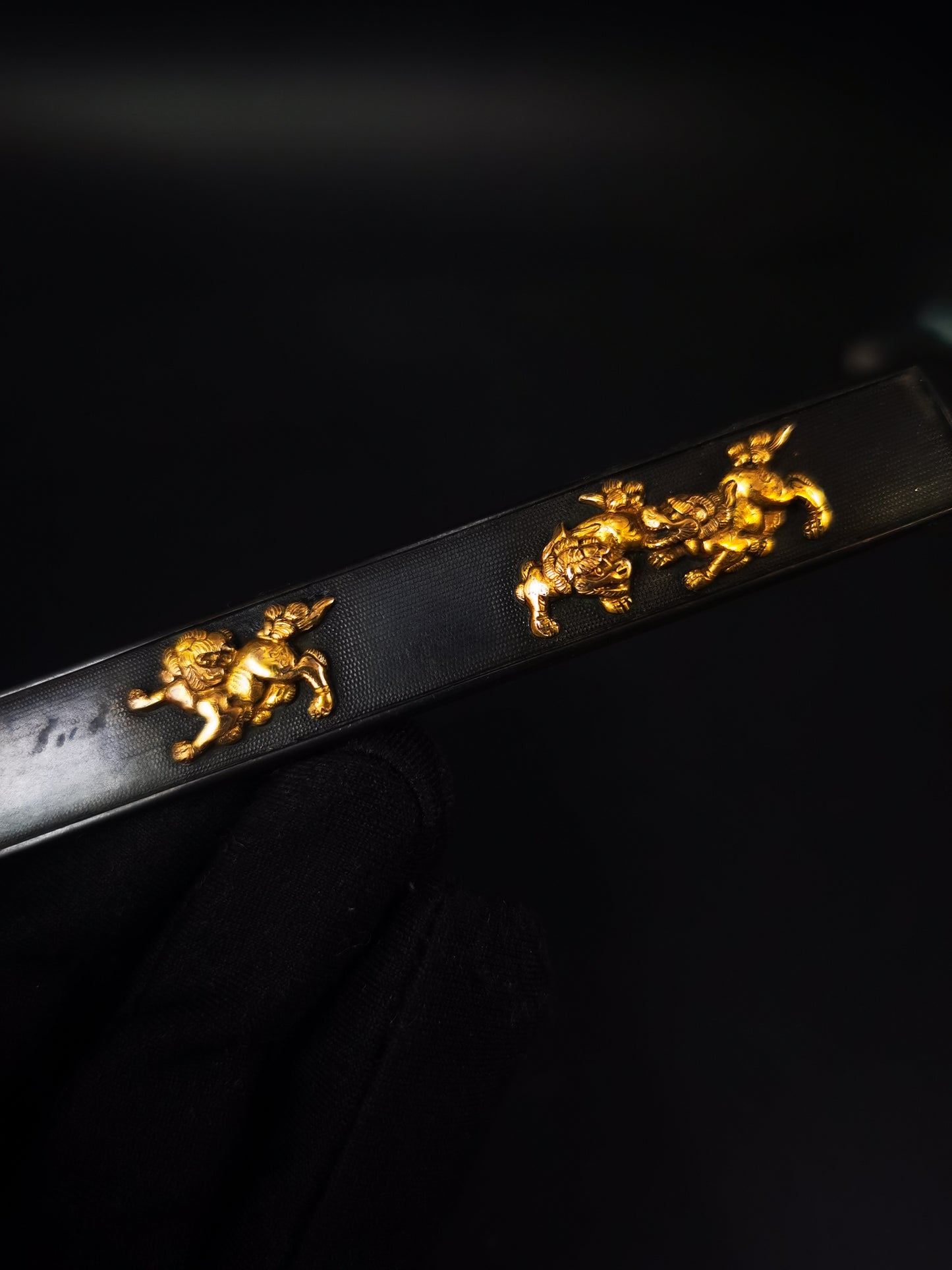 Japanese Lion Dogs Pattern Kogai with Kogatana for wakziashi and tanto Edo period antique D138