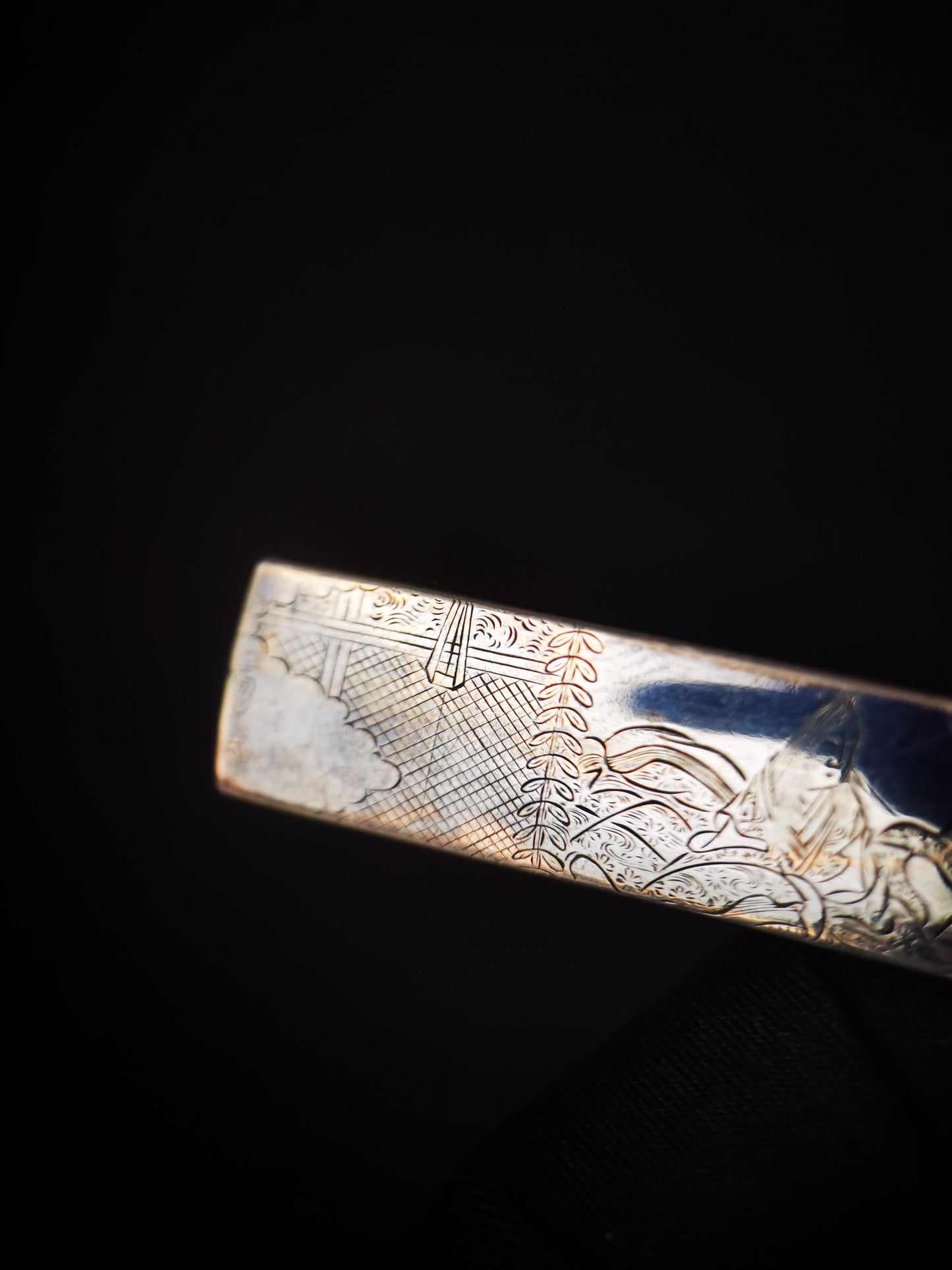 Japanese Pure Silver Six Immortal Poets Pattern Kogai with Kogatana for wakziashi and tanto Edo period antique D139