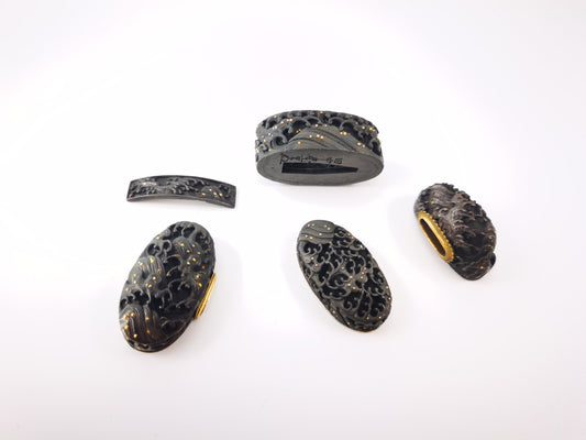Japanese Wave Pattern Mtching Set for Katana and Wakziashi Edo Period Antique E013