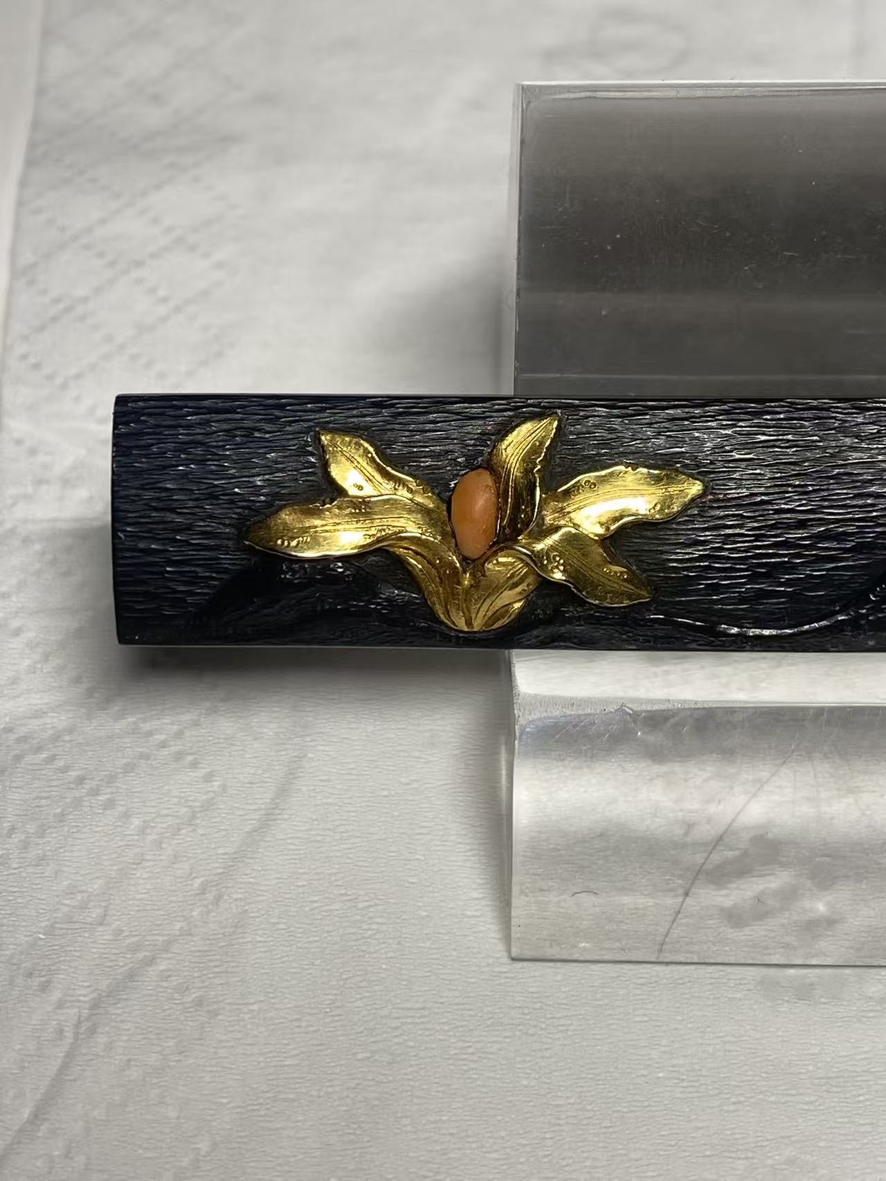 Japanese Omoto Evergreen Design Kogai for wakziashi and tanto Edo period antique D140