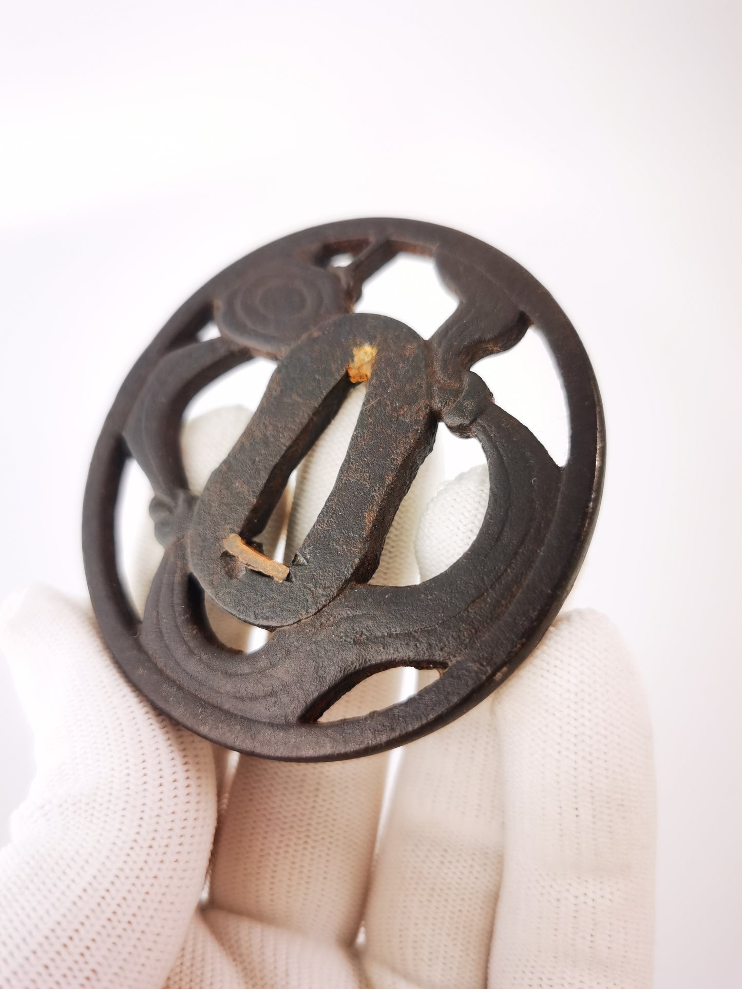 Japanese Flying Silk Ribbon Pattern Tsuba for Katana Wakziashi Edo Period Antique A322
