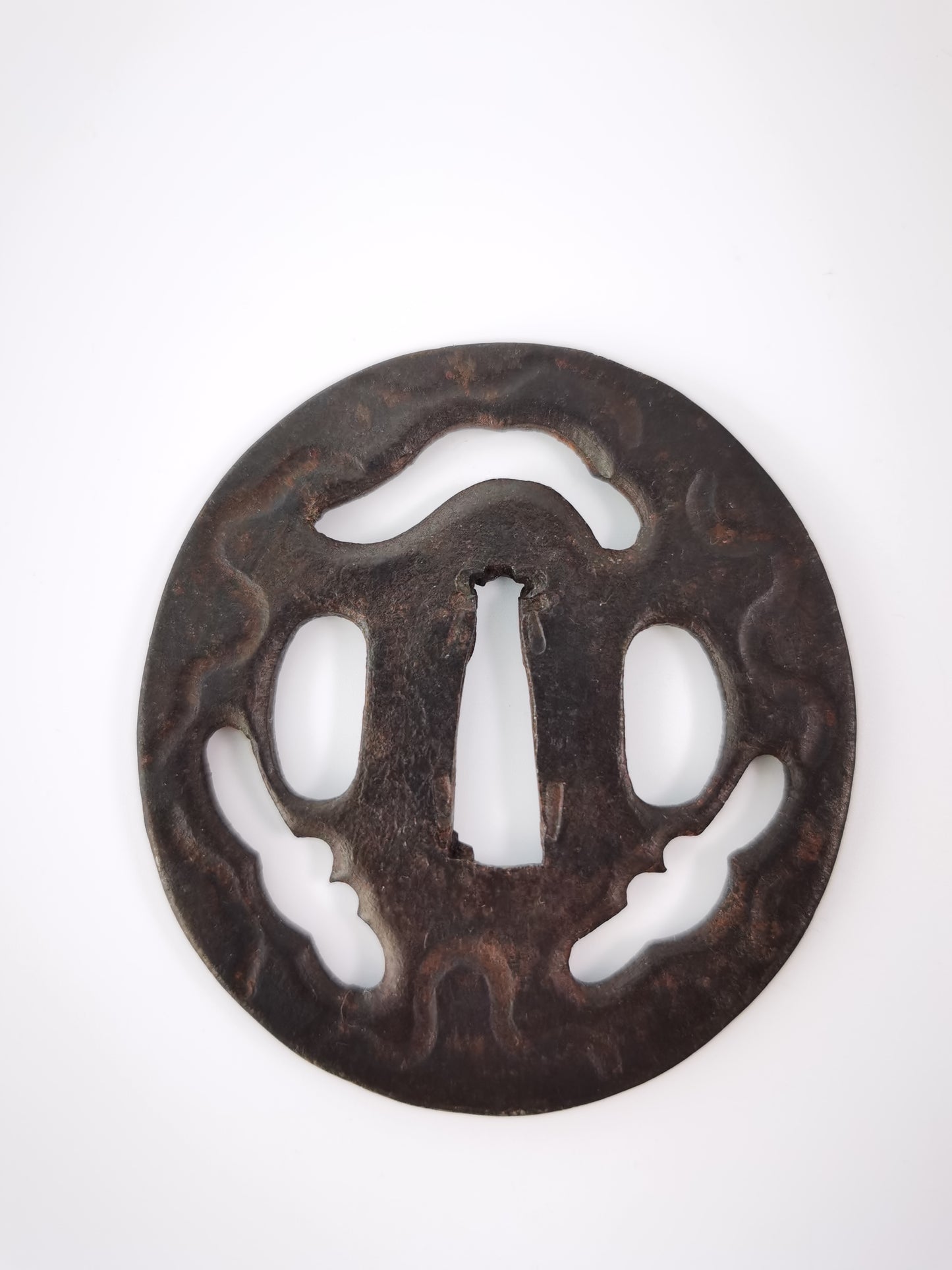 Japanese Worm-eaten Pattern Tsuba for Katana Wakziashi Edo Period Antique A323