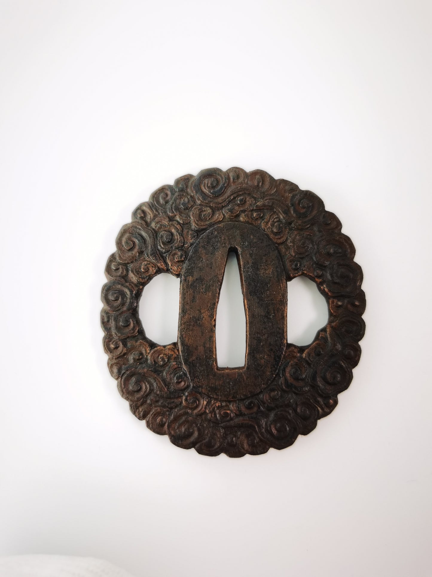 Japanese Full Wave Patterm Tsuba for Wakziashi Tanto Edo Period Antique A326
