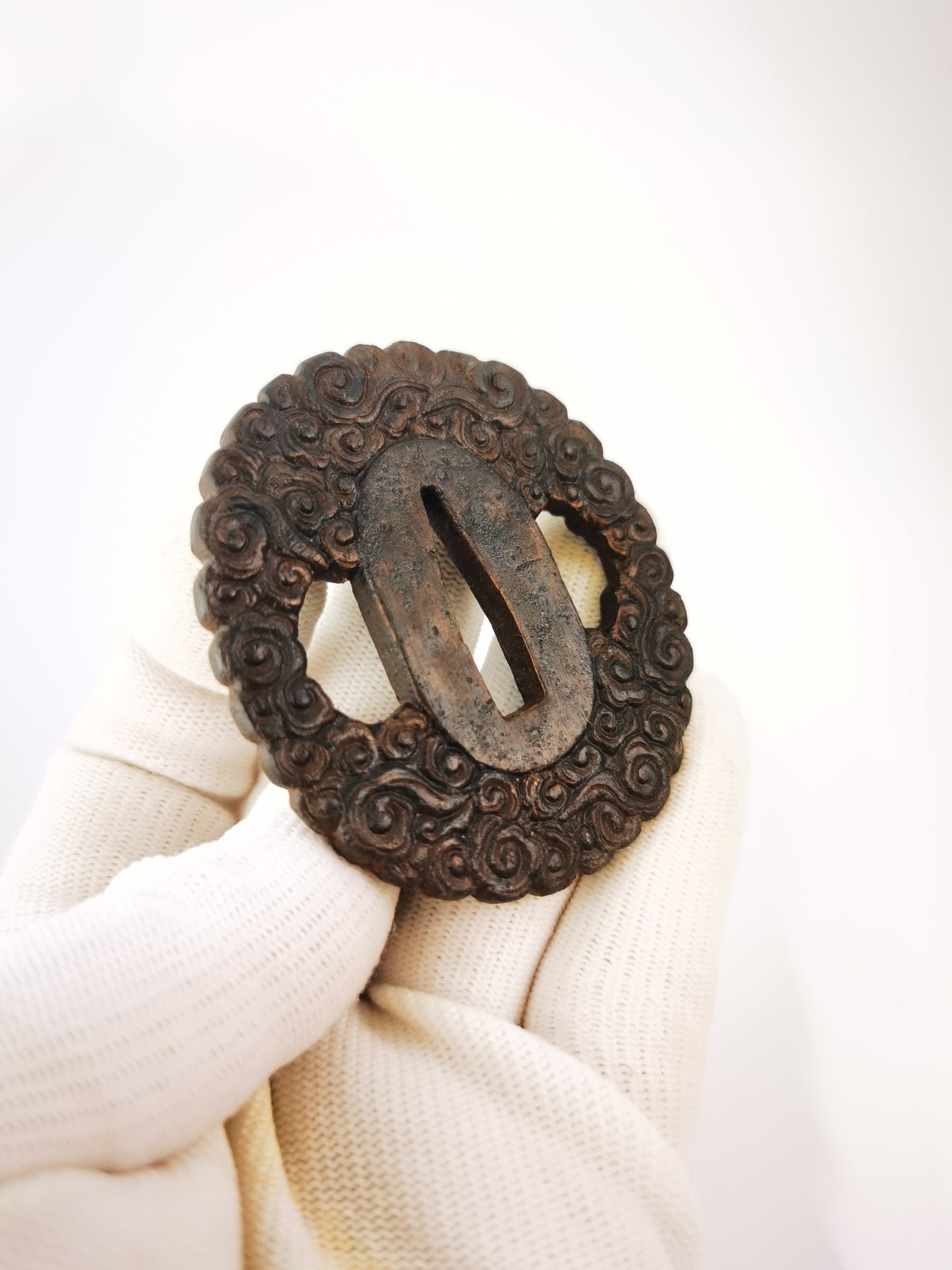 Japanese Full Wave Patterm Tsuba for Wakziashi Tanto Edo Period Antique A326
