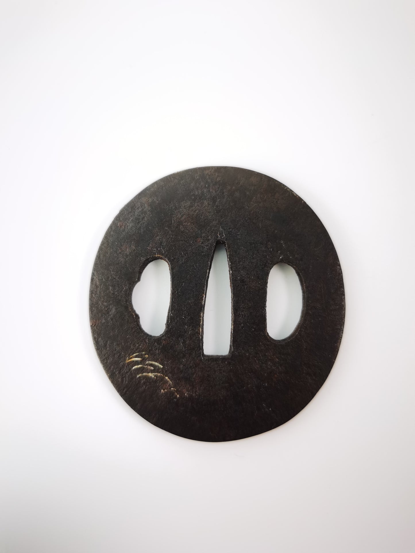 Japanese Reeds and Bell Cricket Patterm Tsuba for Wakziashi Tanto Edo Period Antique A328