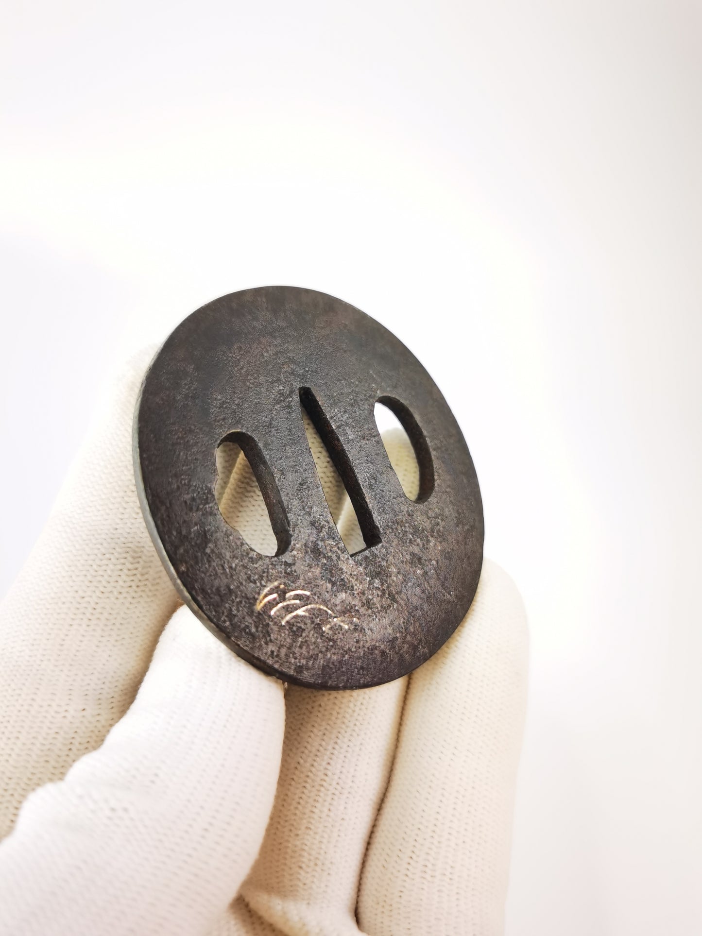Japanese Reeds and Bell Cricket Patterm Tsuba for Wakziashi Tanto Edo Period Antique A328