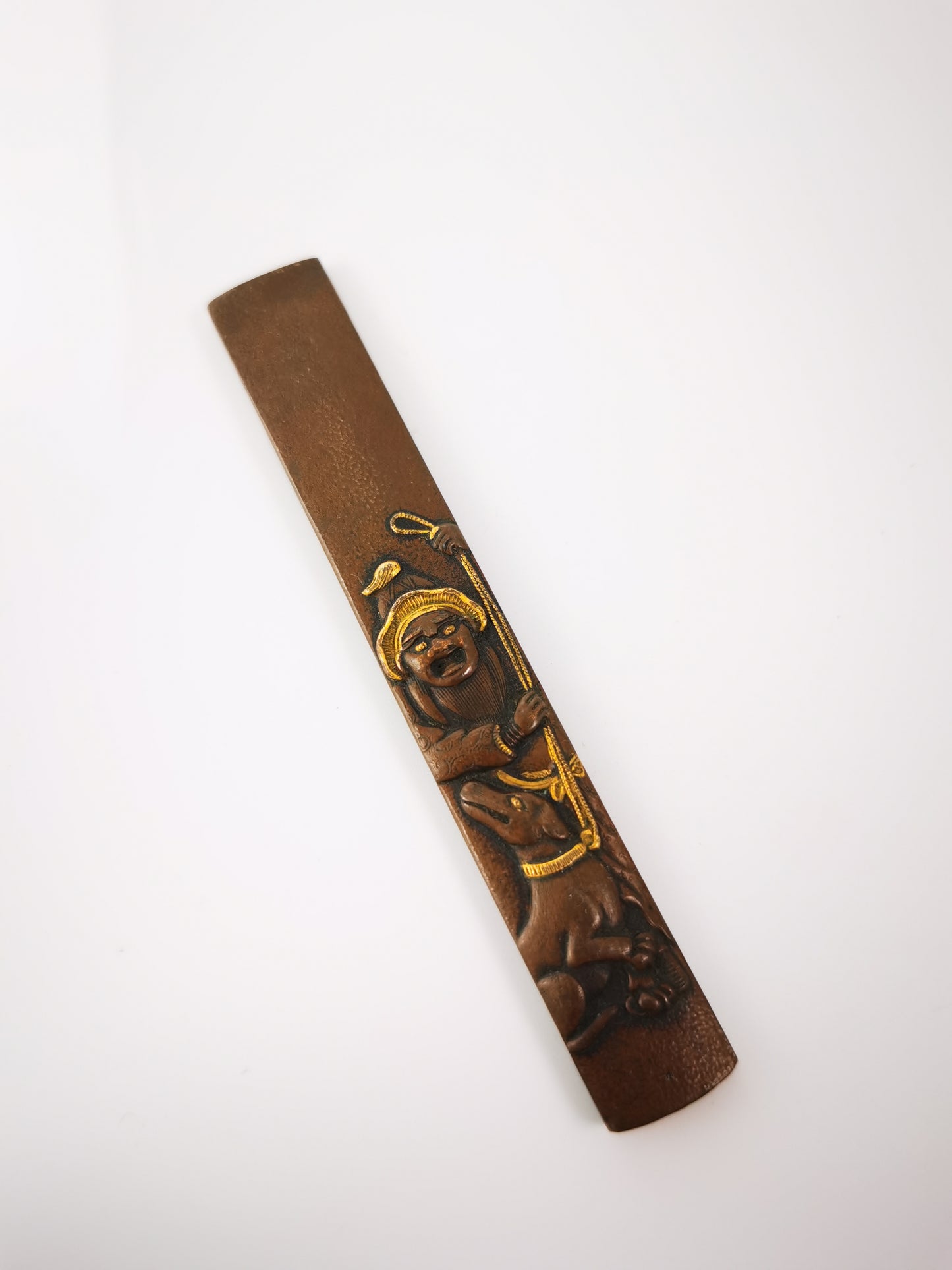 Japanese Mongolian Hunter with Hound Pattern Kozuka for Wakziashi Tanto Edo Period Antique D142