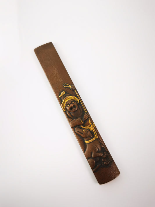 Japanese Mongolian Hunter with Hound Pattern Kozuka for Wakziashi Tanto Edo Period Antique D142