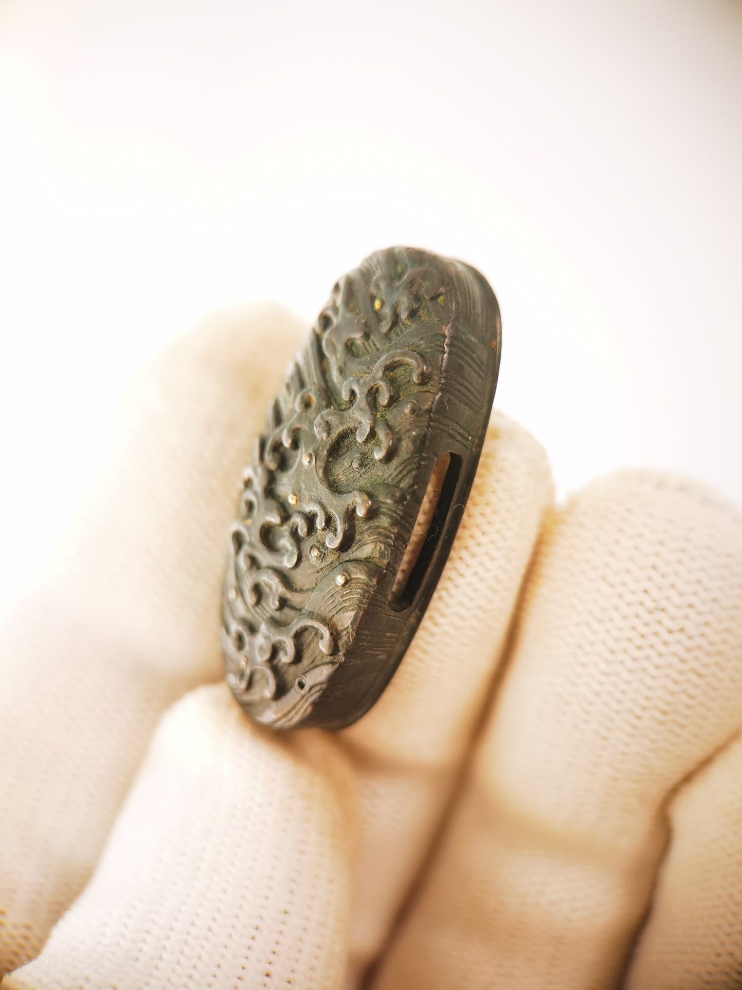 Japanese Wave Pattern Single Kashira for Katana Wakziashi Edo Period Antique G063