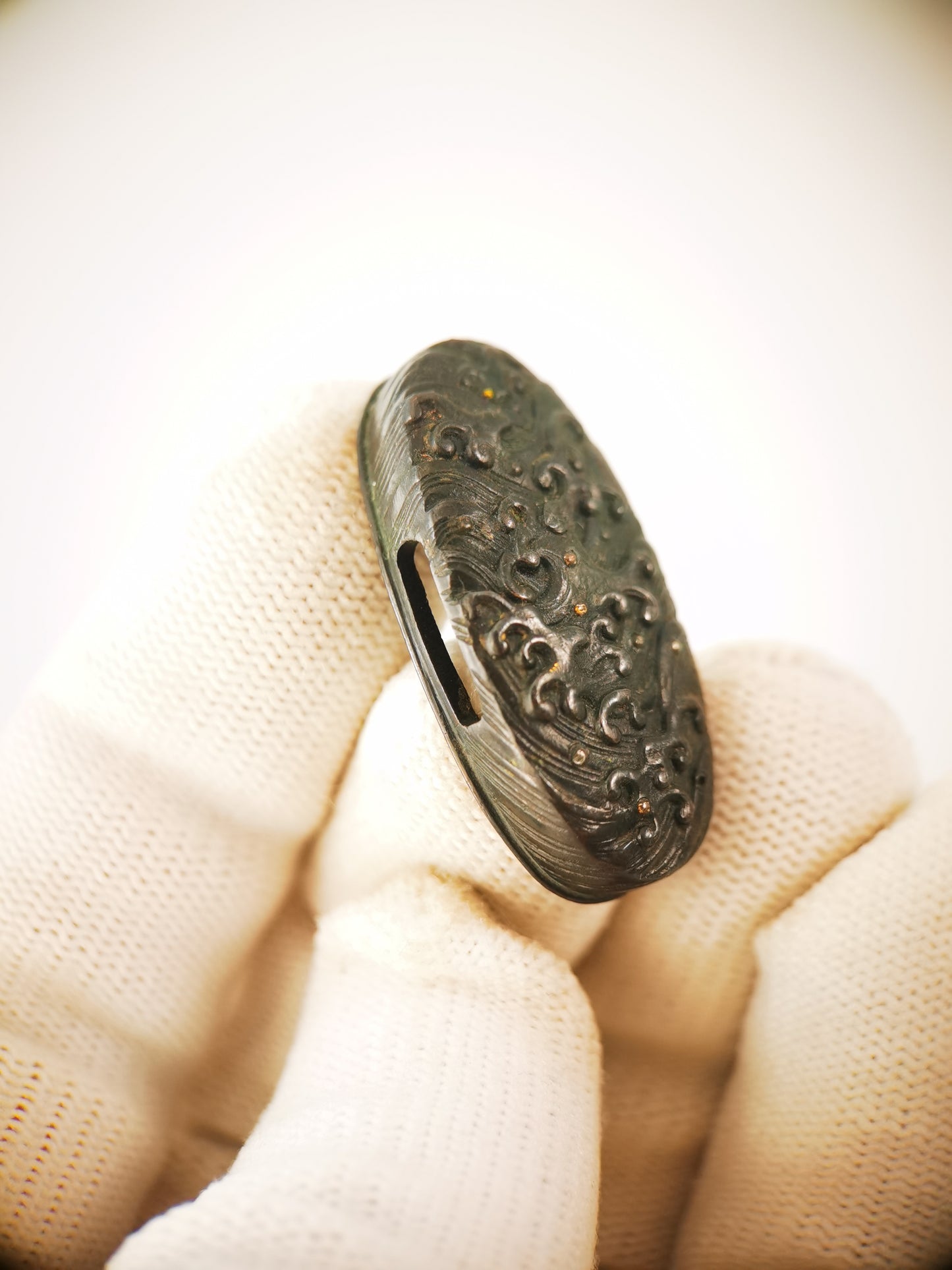 Japanese Wave Pattern Single Kashira for Katana Wakziashi Edo Period Antique G063