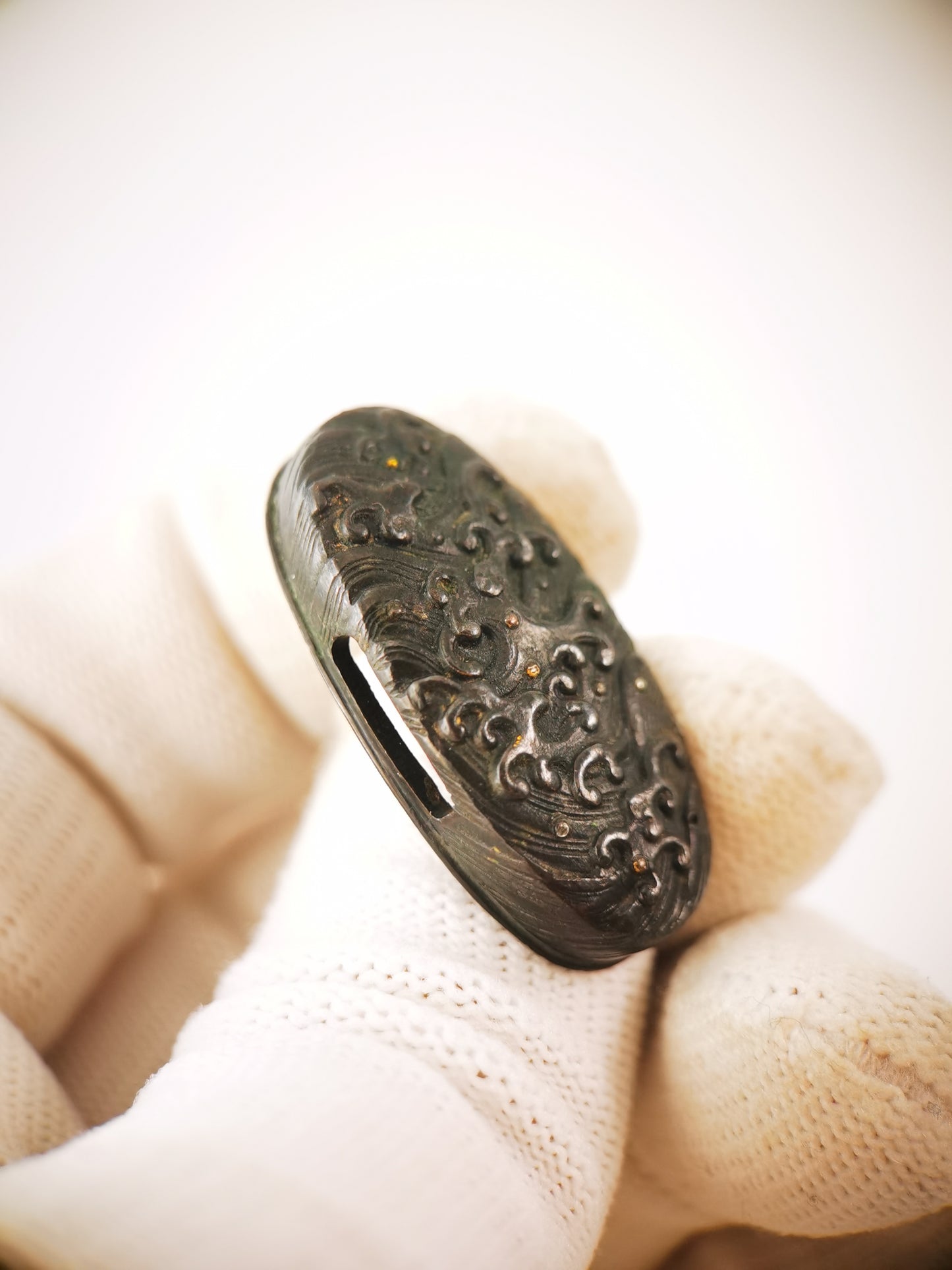 Japanese Wave Pattern Single Kashira for Katana Wakziashi Edo Period Antique G063