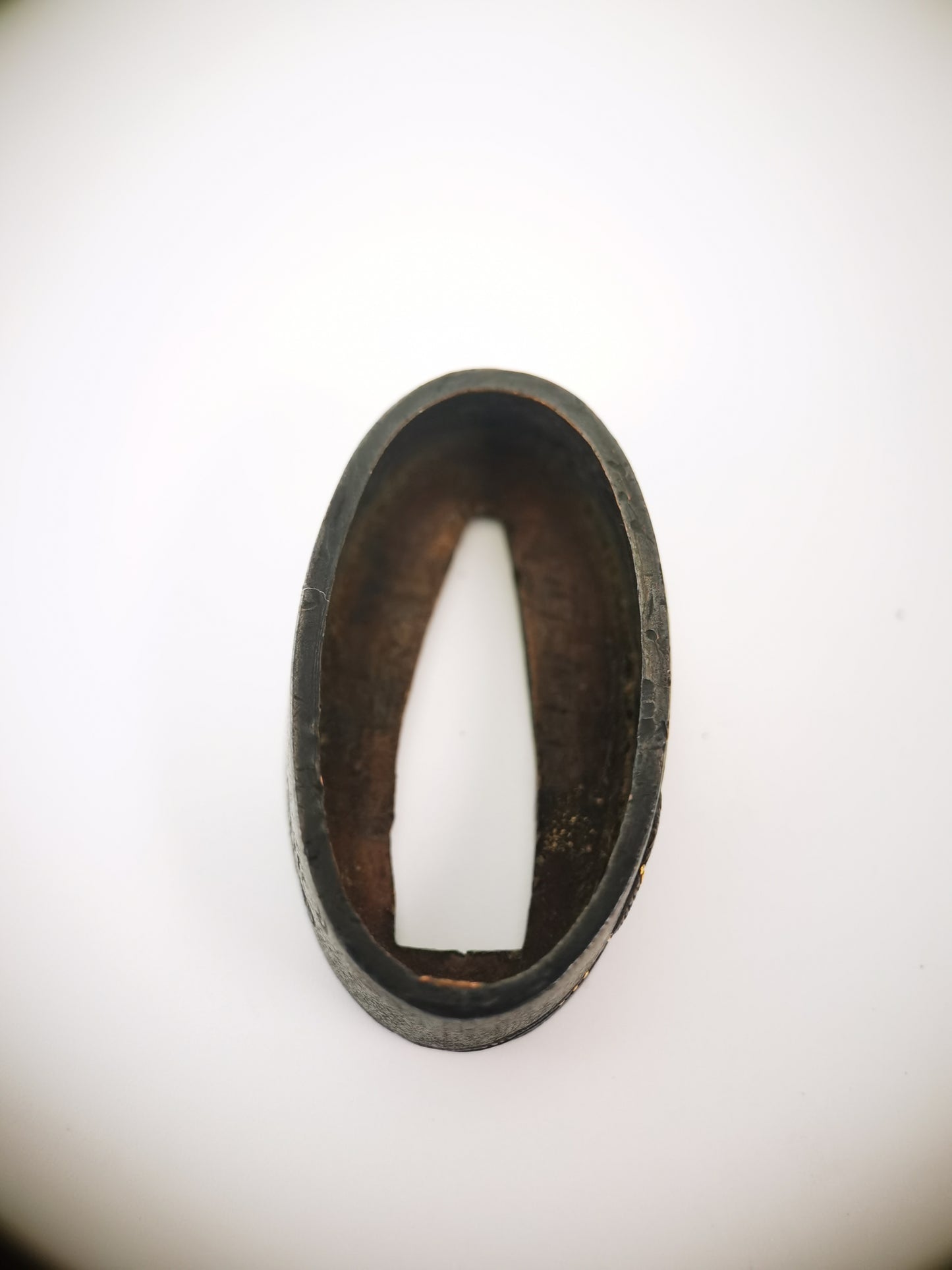 Japanese Green Dragon Crescent Blade Pattern Single Fuchi for Katana Wakziashi Edo Period Antique F202