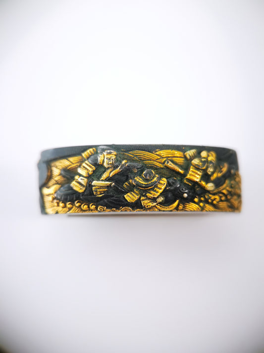 Japanese Ancient Samurai Battle Pattern Single Fuchi for Katana Wakziashi Edo Period Antique F204