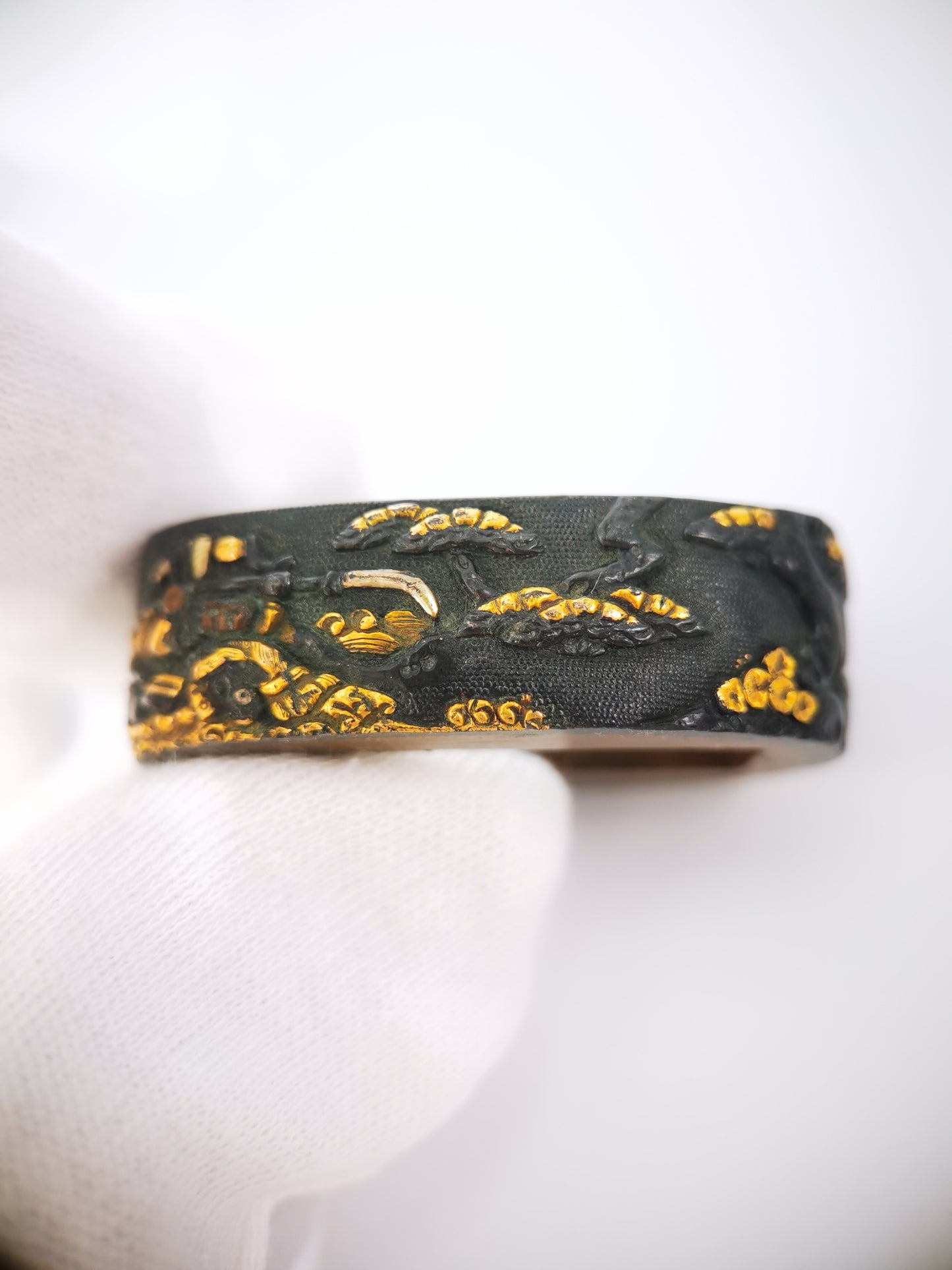 Japanese Ancient Samurai Battle Pattern Single Fuchi for Katana Wakziashi Edo Period Antique F204